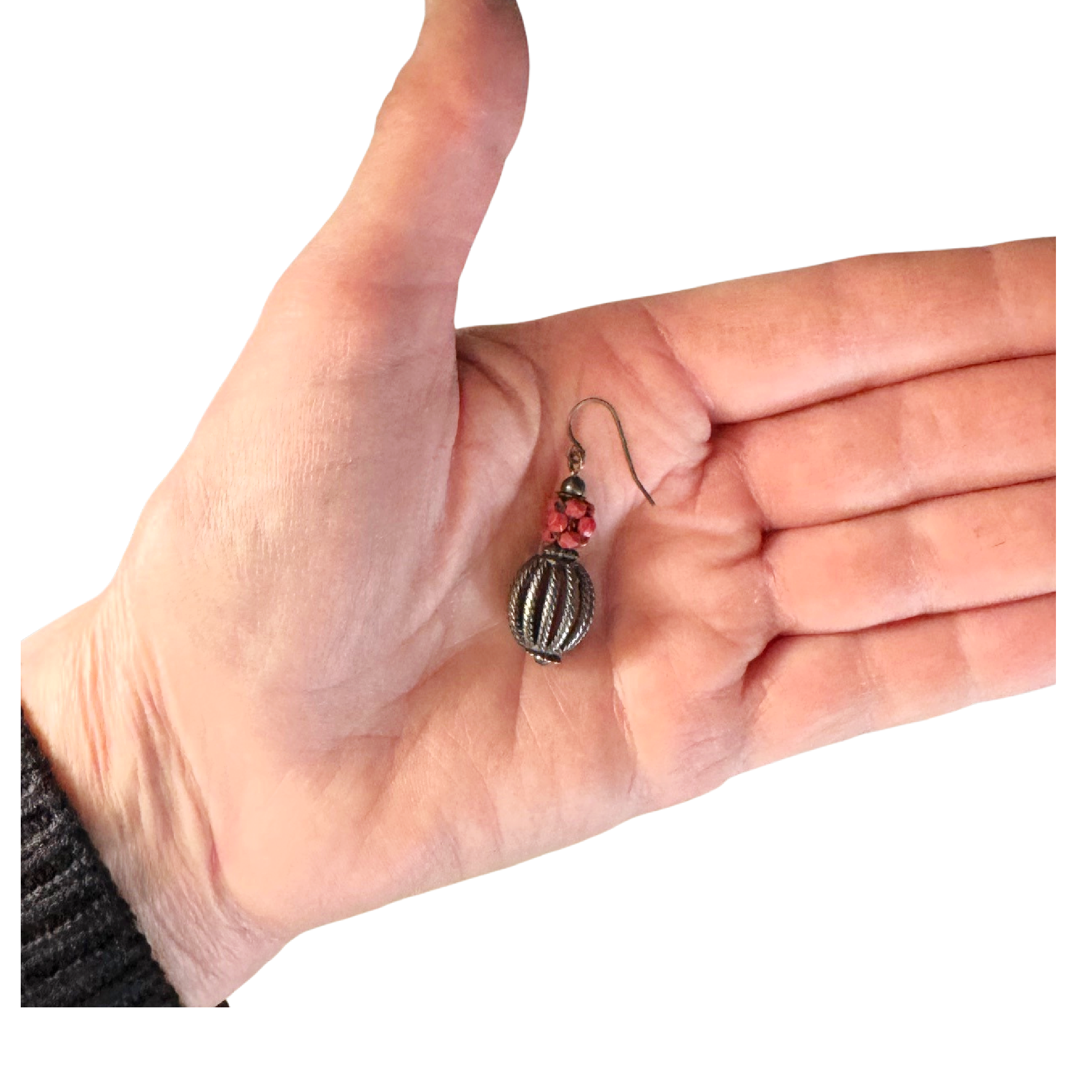 Double Decker Earrings in Cinnabar & Sterling Image 1 a.png