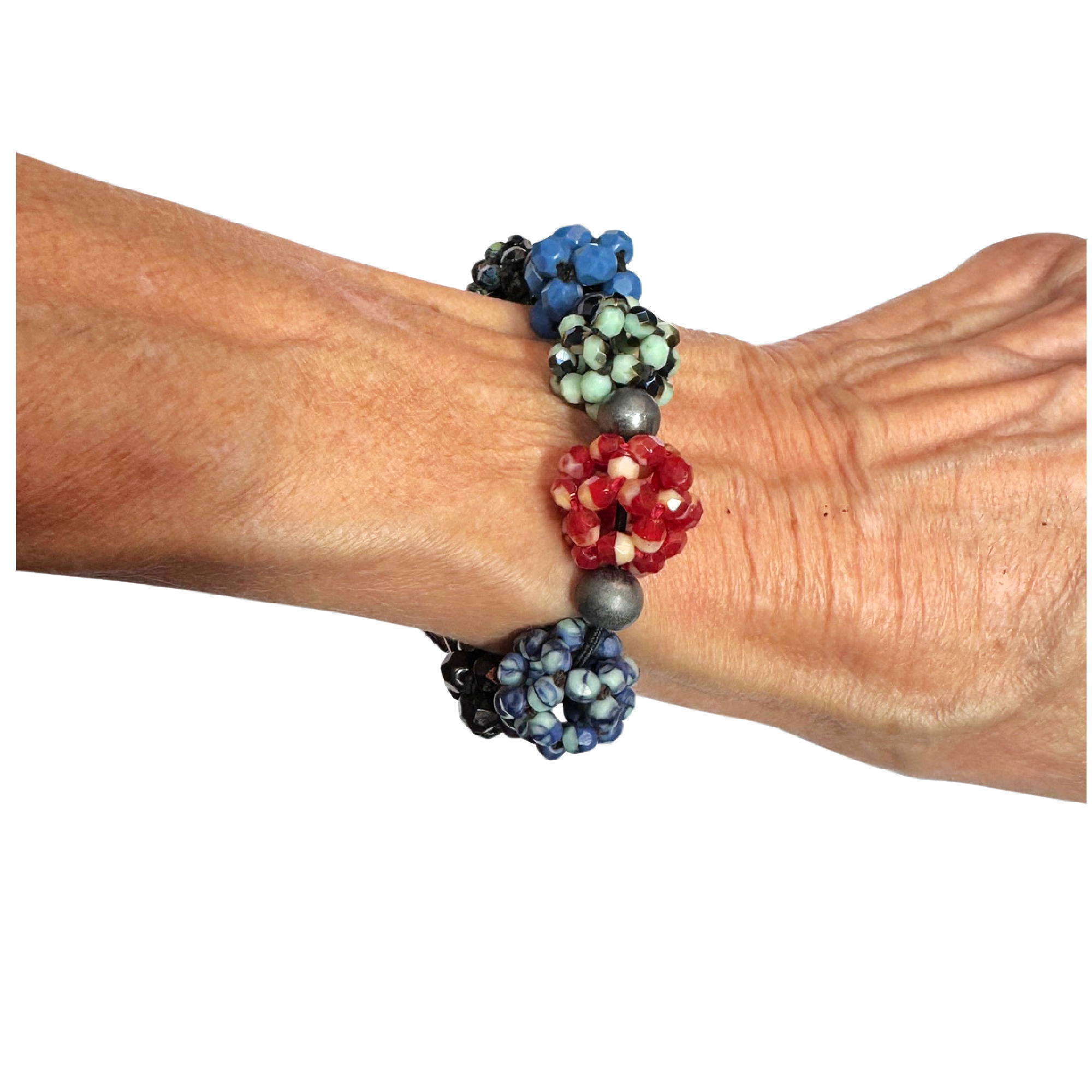 Small Cluster Bracelet in Cherry & Teal Image 2.png