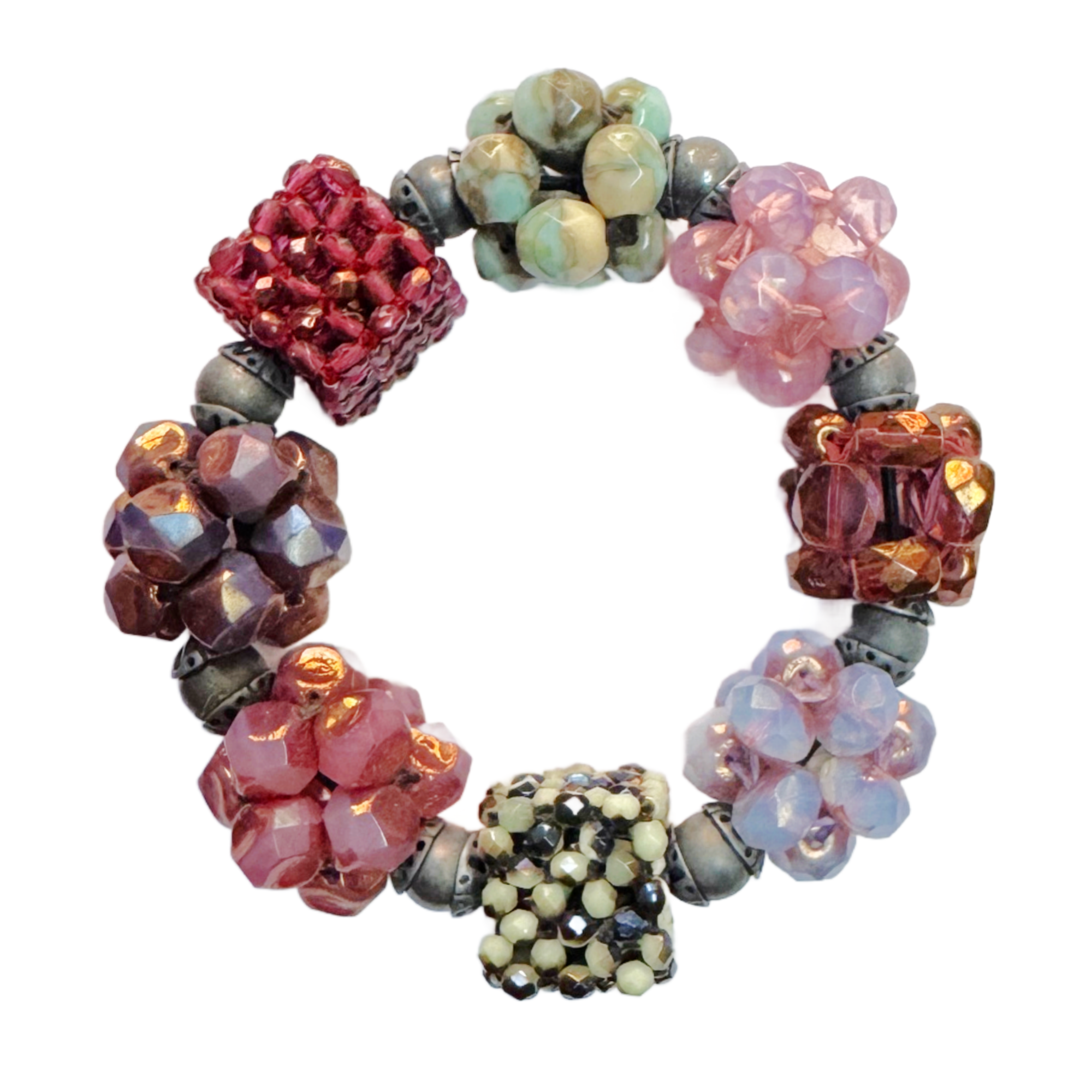 Large Cluster Bracelet in Muave & Aqua Image 1.png
