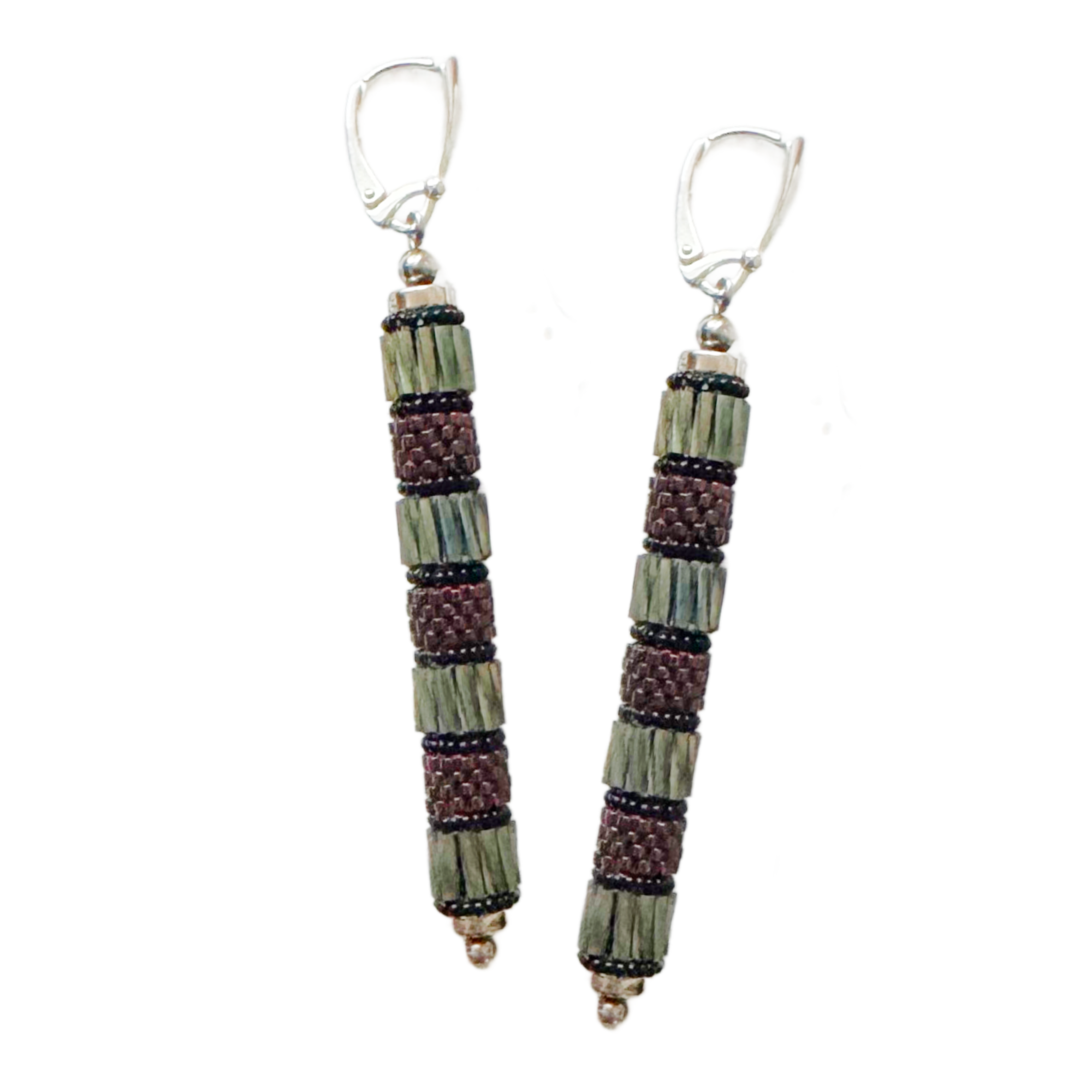 Vintage Long Cylinder Earrings in Seafoam & Rose Copper Image 1.png