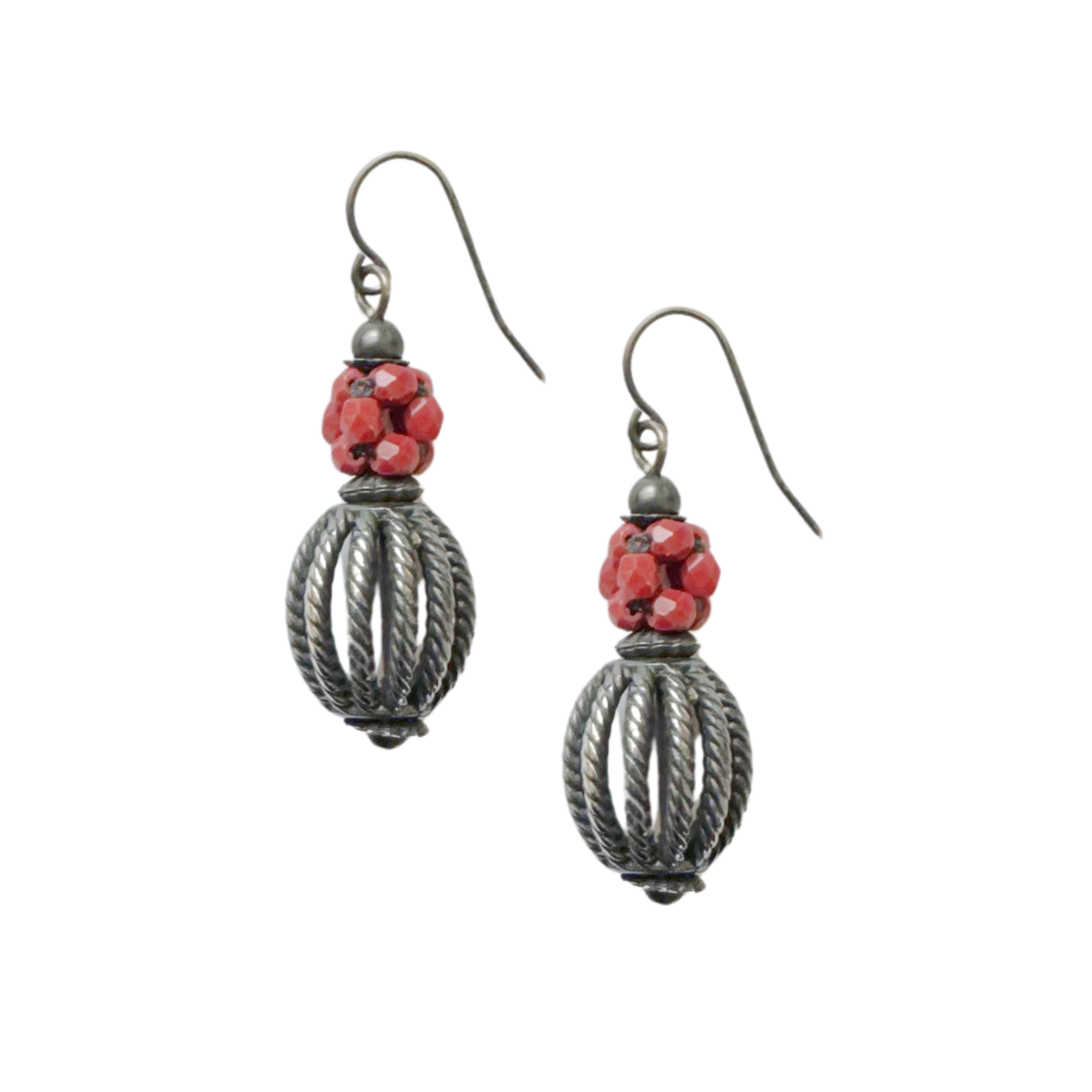 Double Decker Earrings in Cinnabar & Sterling Image 1.png