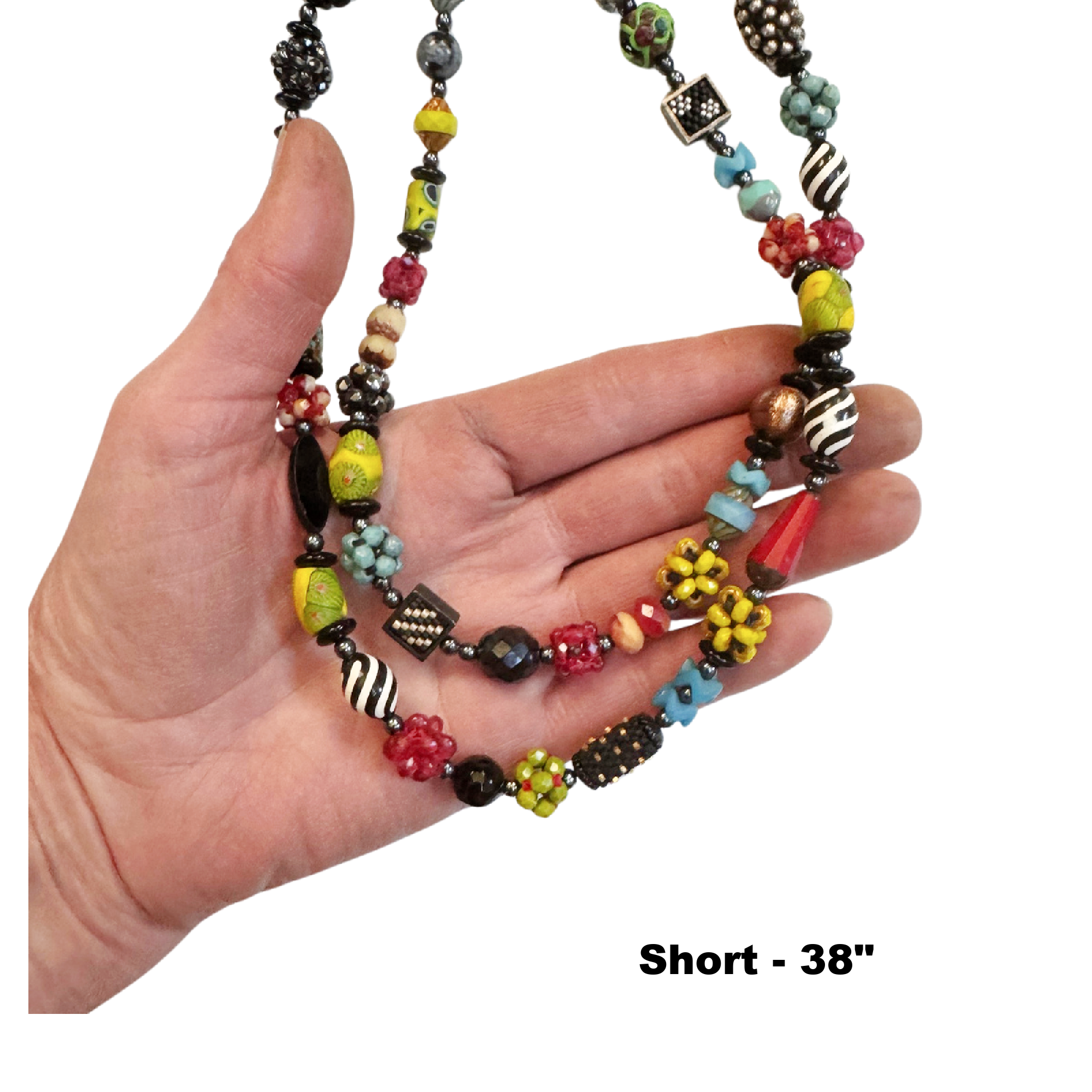 Citron Turquoise Fuschia Necklace Short 38" .png