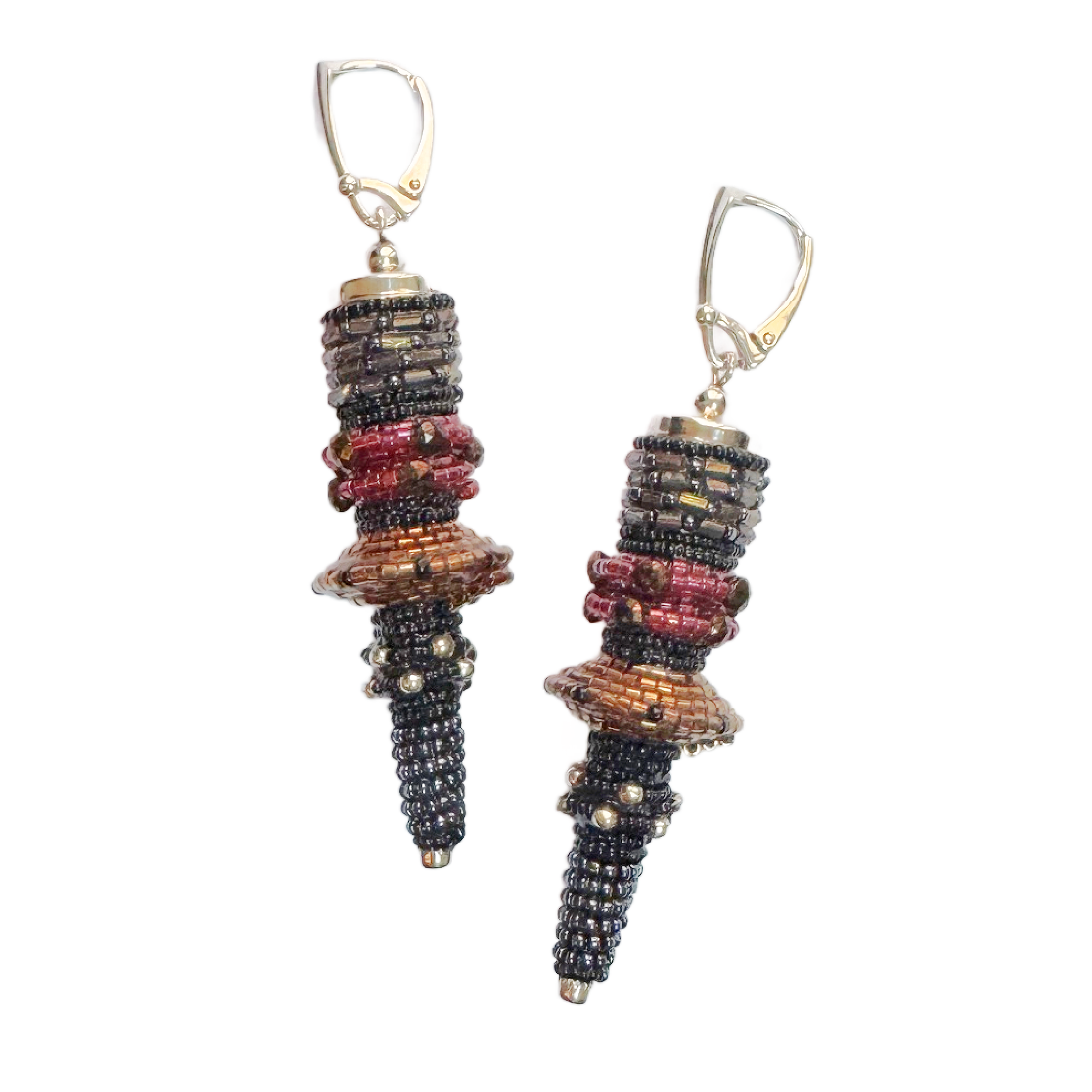 Vintage Long Cone Earrings in Aurora Olive Mix Image 1 a.png