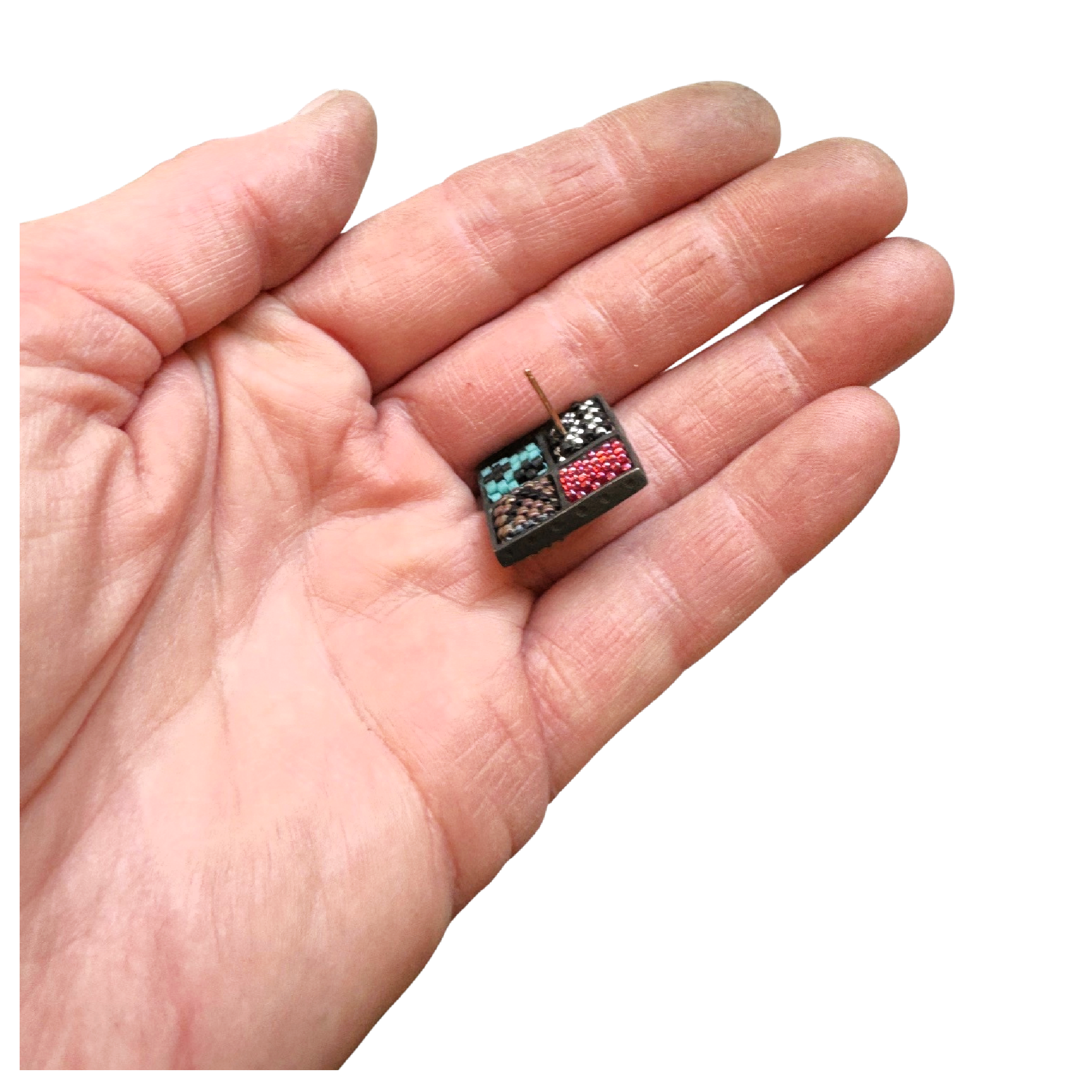 Confetti Earrings in Turquoise & Taupe Image 2.png