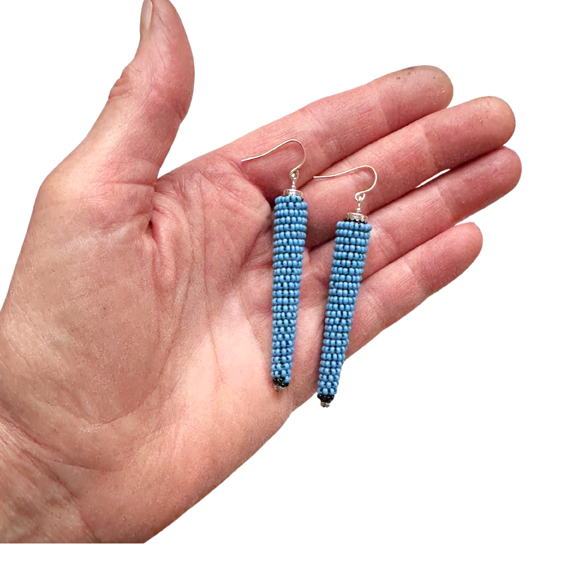 Vintage Short Cone Earrings in Solid Sky Blue Image 2.png