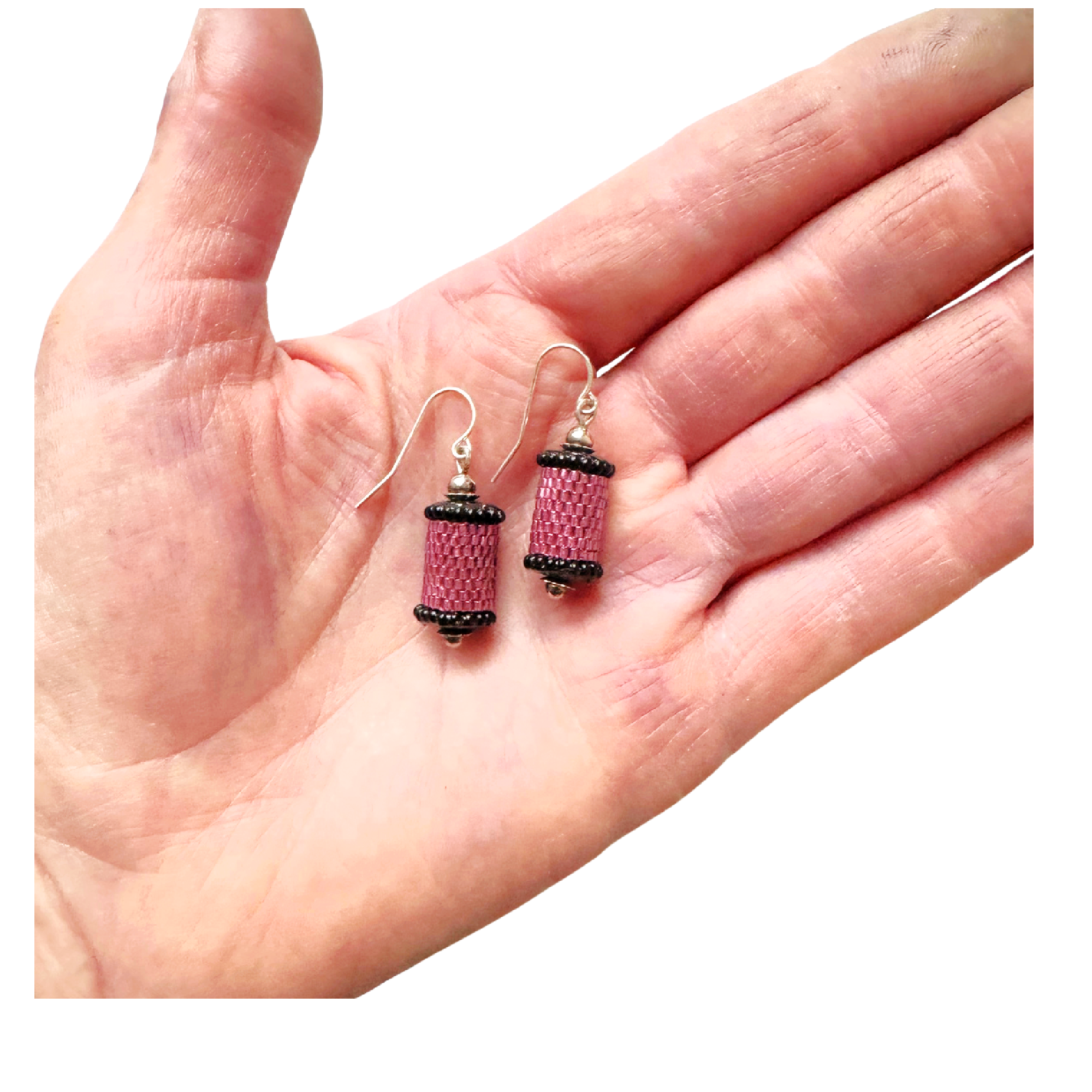 Vintage Pink Barrel Earrings Image 2.png