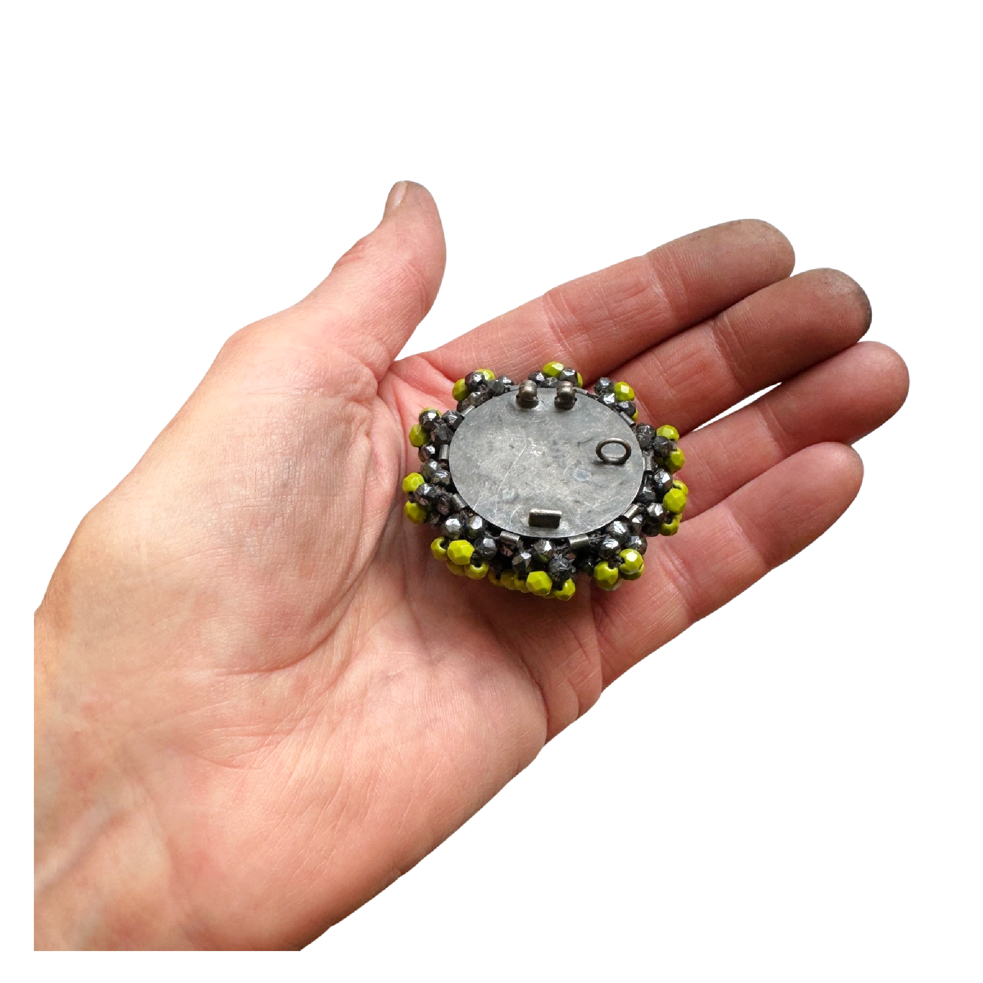 Lime Floral Hemisphere Brooch Pendant Image 4.png