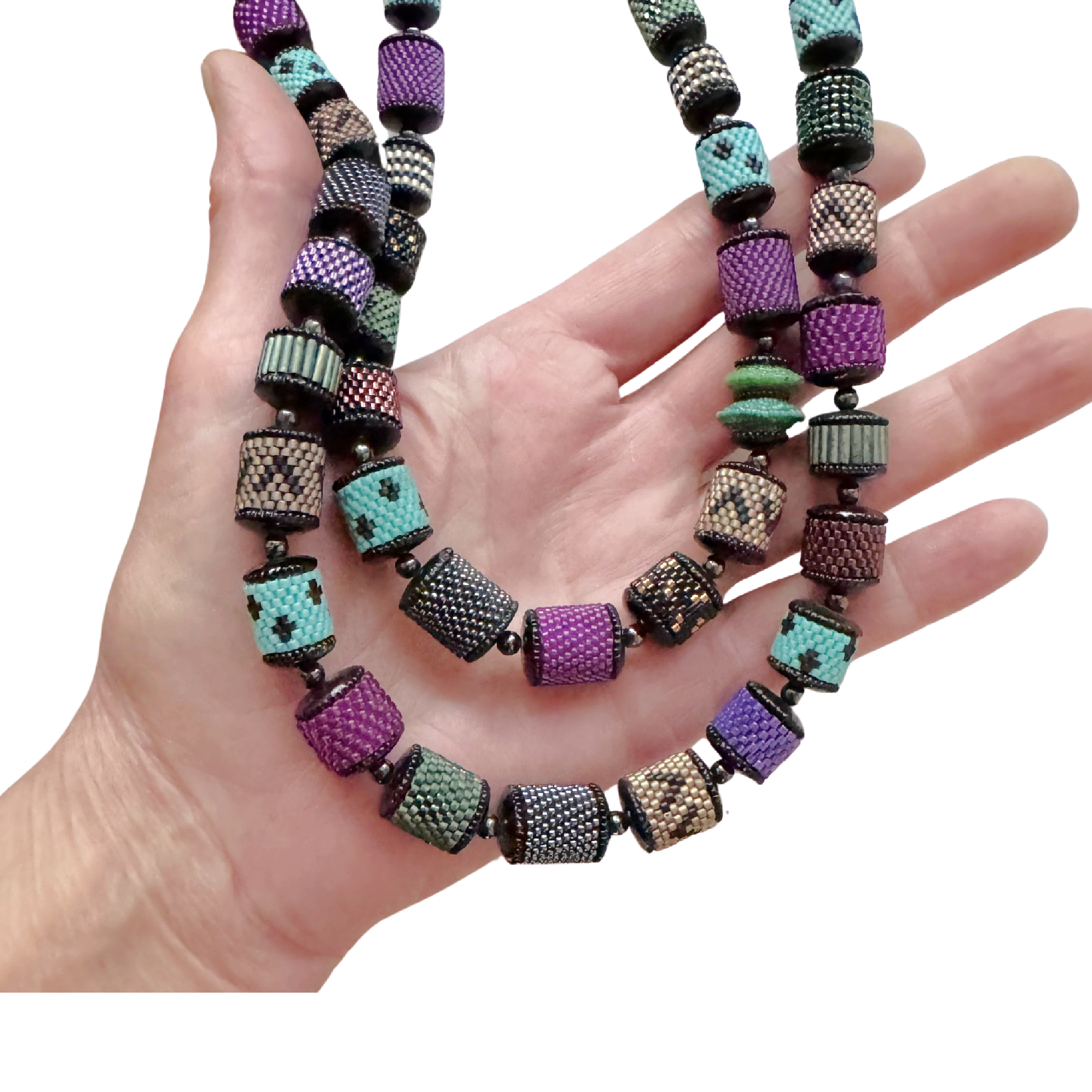 Two Vintage Beaded Bead Necklaces Image 3.png