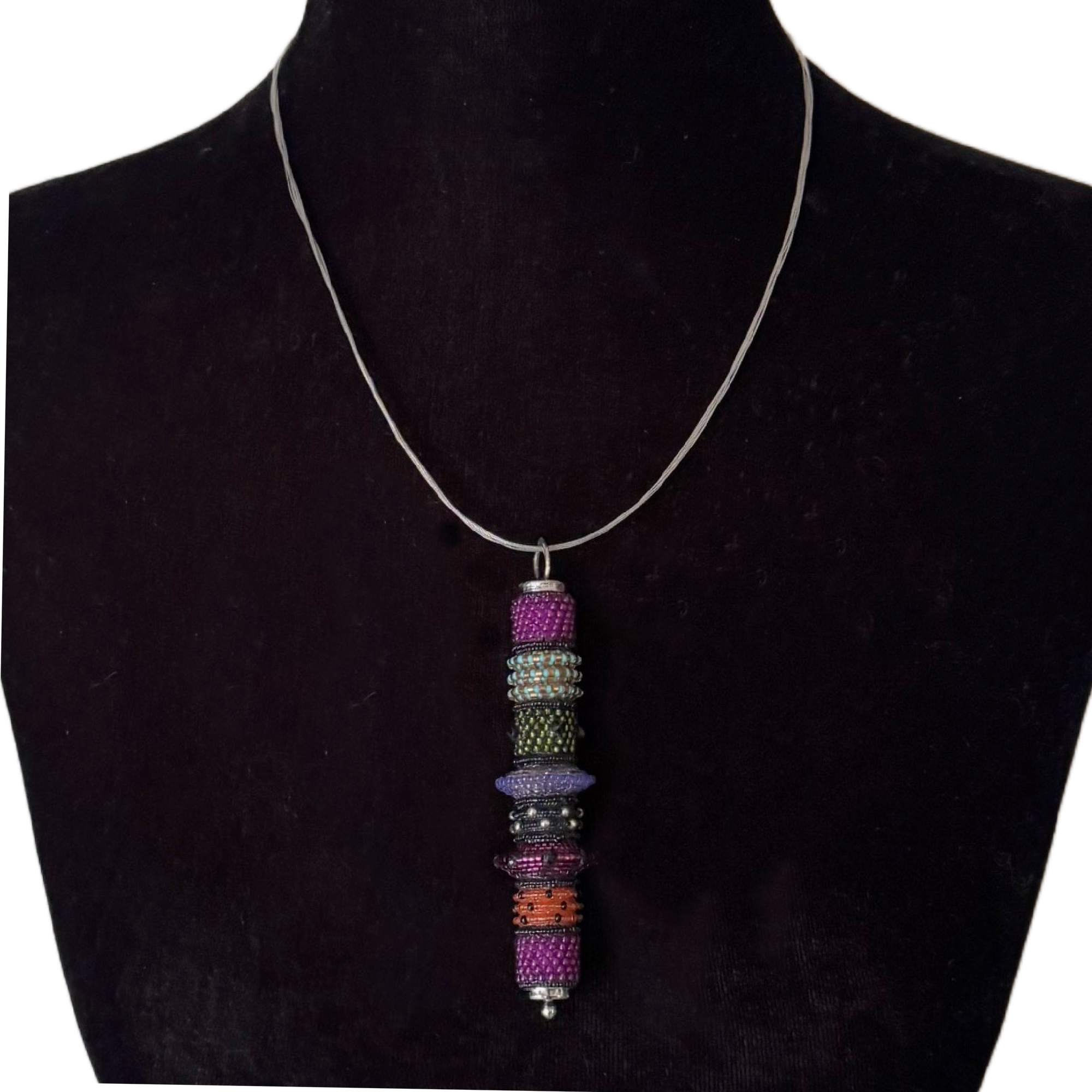 Vintage Magenta Cylinder Pendant
