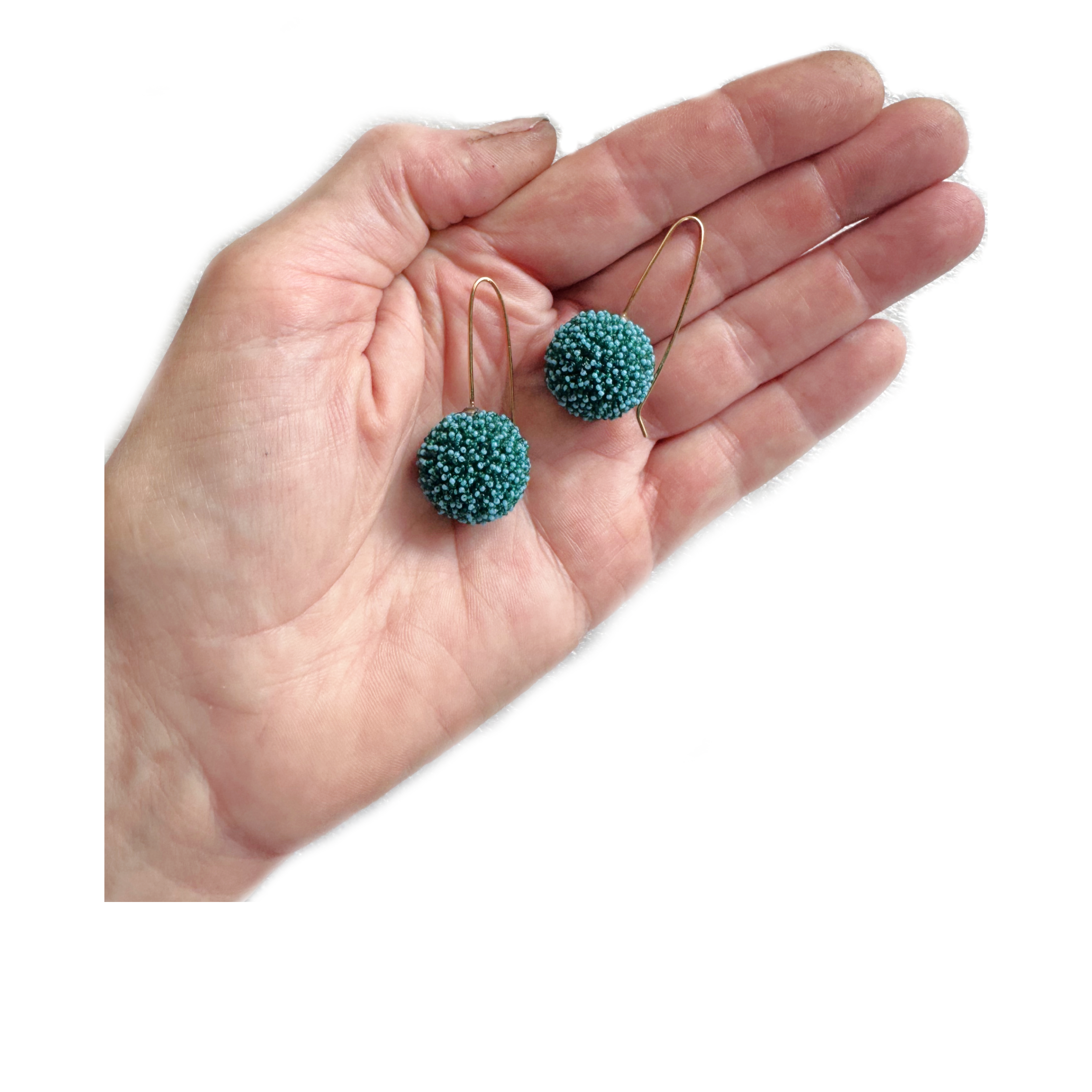 Tiny Teal Beaded Bead Earrings.png
