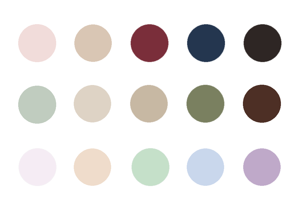 Colour palette ideas for engagement photos including neutrals, olive green, navy blue, bordeaux, earthy tones and soft pastels.