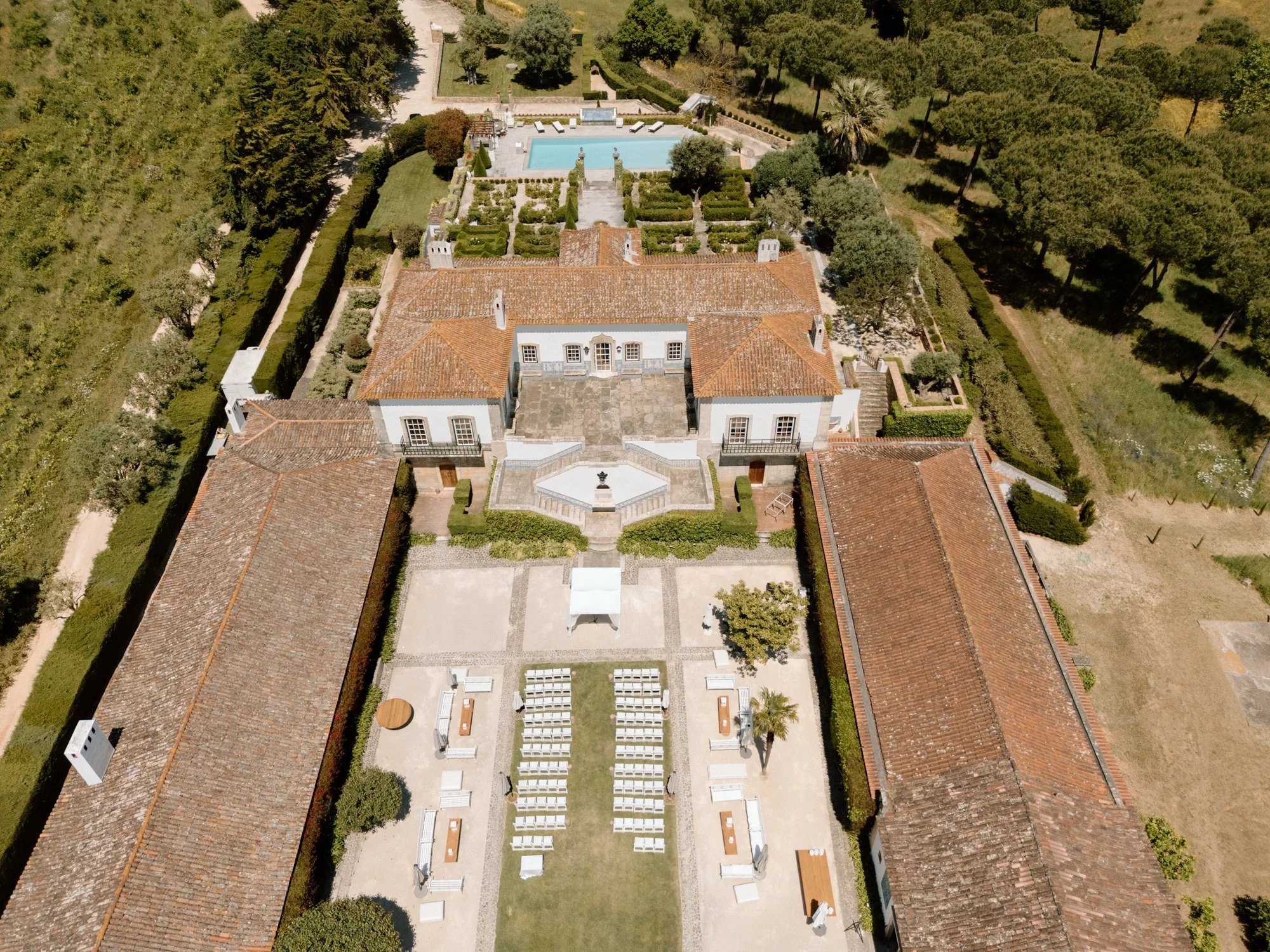 Aerial view of a luxury wedding venue near Lisbon Portugal