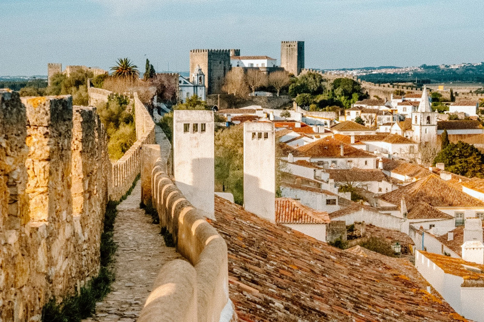 Medieval streets and historic walls in Óbidos Portugal