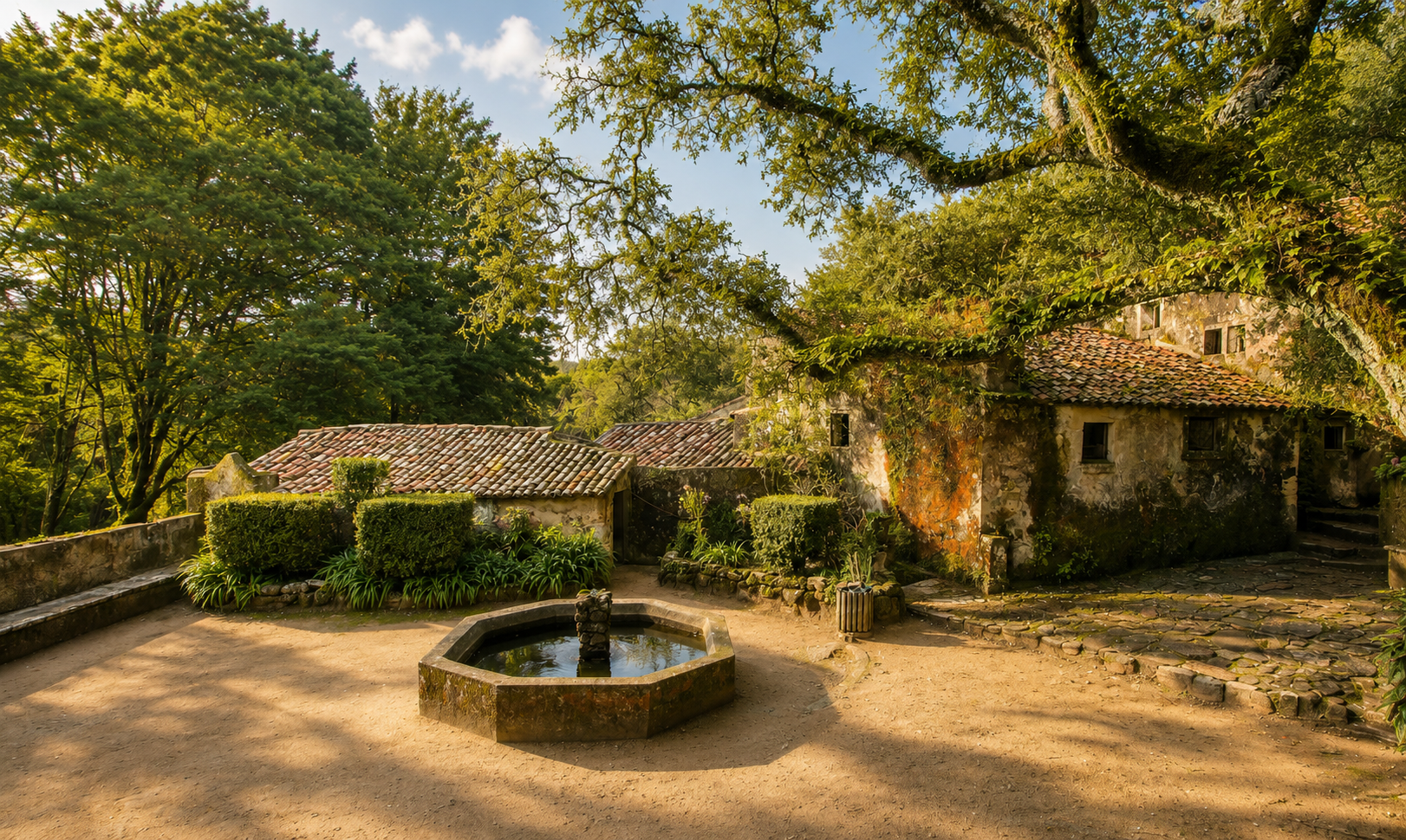 Convento dos Capuchos in Sintra surrounded by ancient forest, offering a unique and atmospheric setting for intimate couple photography.
