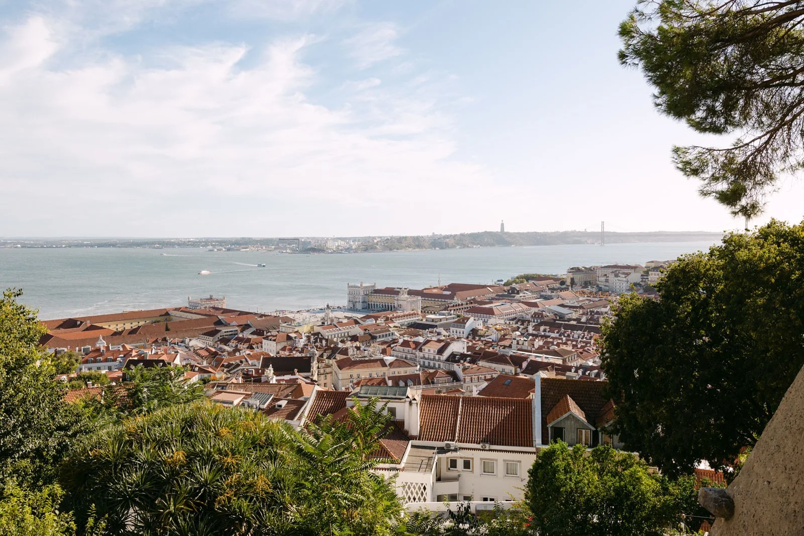 Panoramic view over Lisbon from Castelo de São Jorge before a surprise proposal