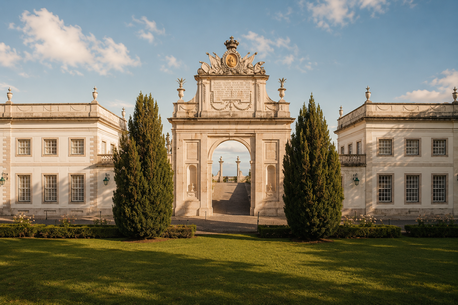 Seteais Palace in Sintra with elegant gardens, grand architecture and iconic views, creating a sophisticated backdrop for engagement photos.
