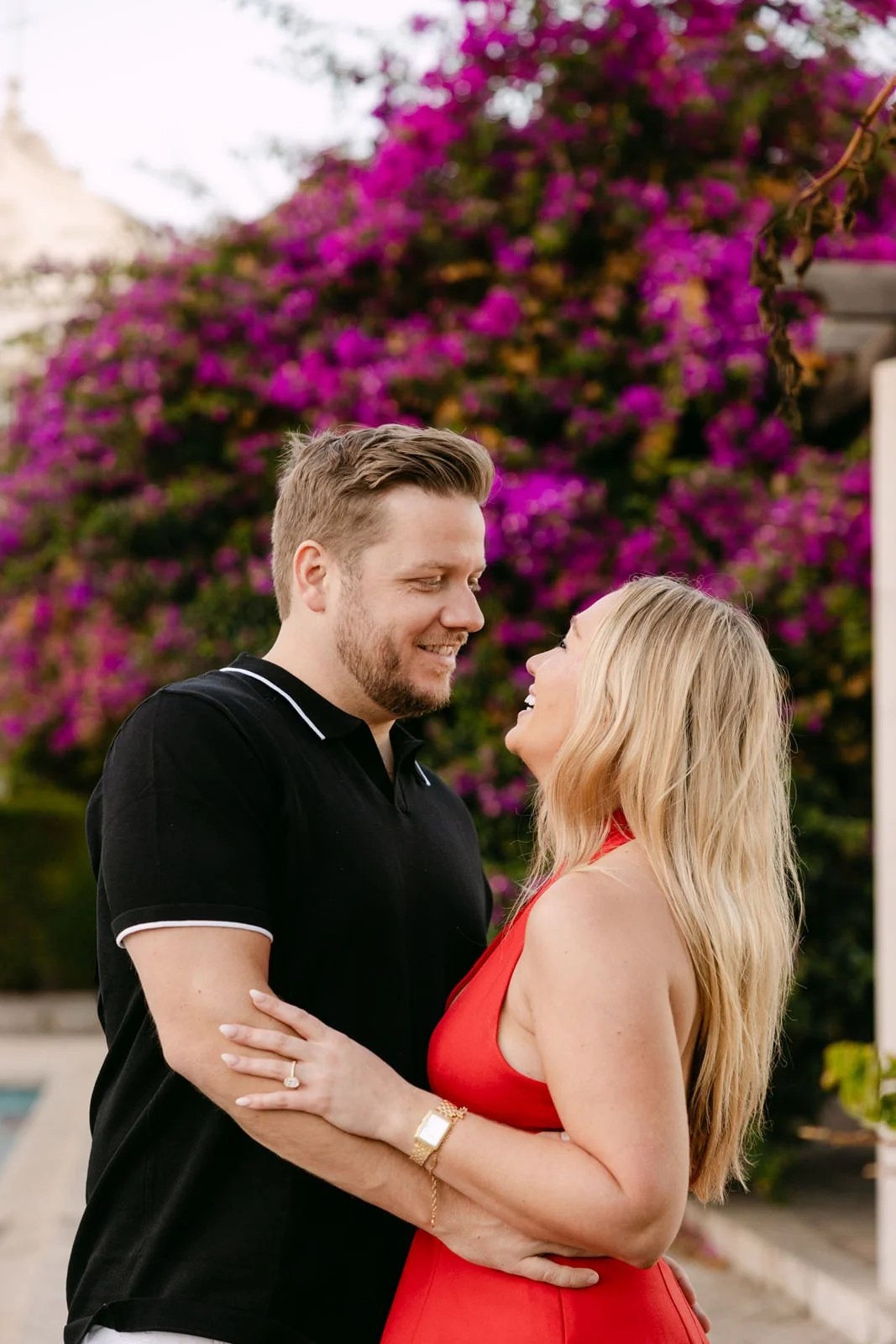 Romantic engagement portrait in Lisbon, Portugal after a surprise proposal