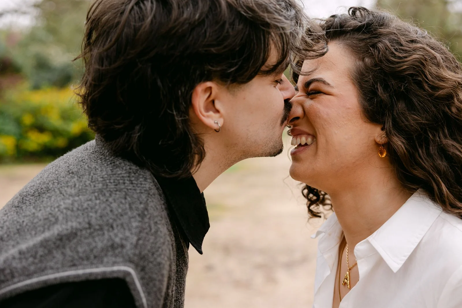 Natural and joyful engagement portrait photographed in Lisbon