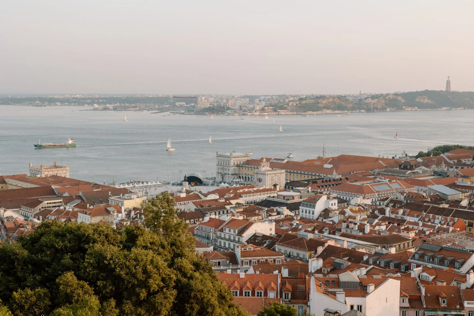 Statue inside Castelo de São Jorge in Lisbon, Portugal, one of the most iconic locations for a surprise proposal overlooking the city.