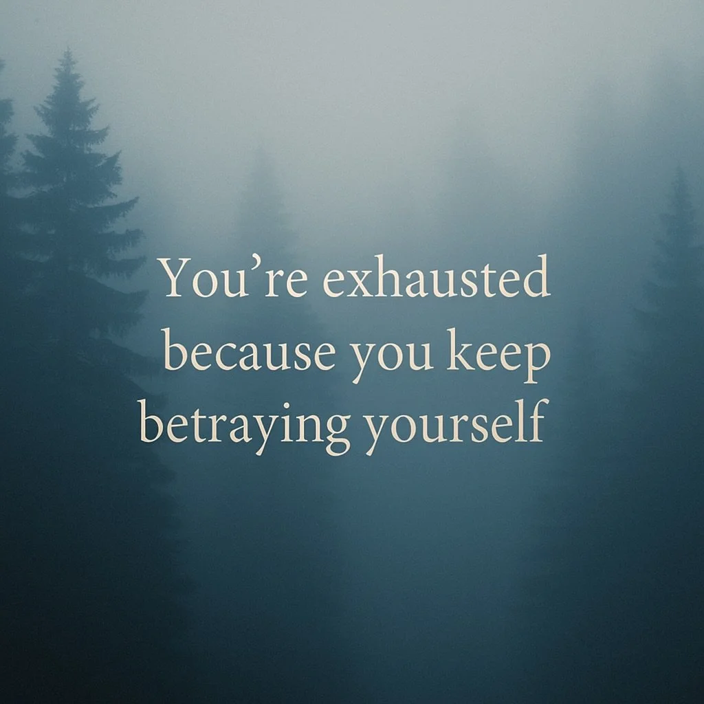 You&rsquo;re exhausted because you keep betraying yourself in tiny ways you barely notice.

You wake up already planning who you need to be today. Not who you are. But which version of you is safest.

You scan people&rsquo;s moods. You soften your to