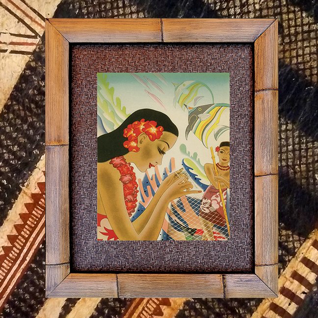 MATSON-MENU-FRANK-MCINTOSH-FISHNET-1950'S-BAMBOO-FRAME-W-BROWN-GRASS-MAT.jpg