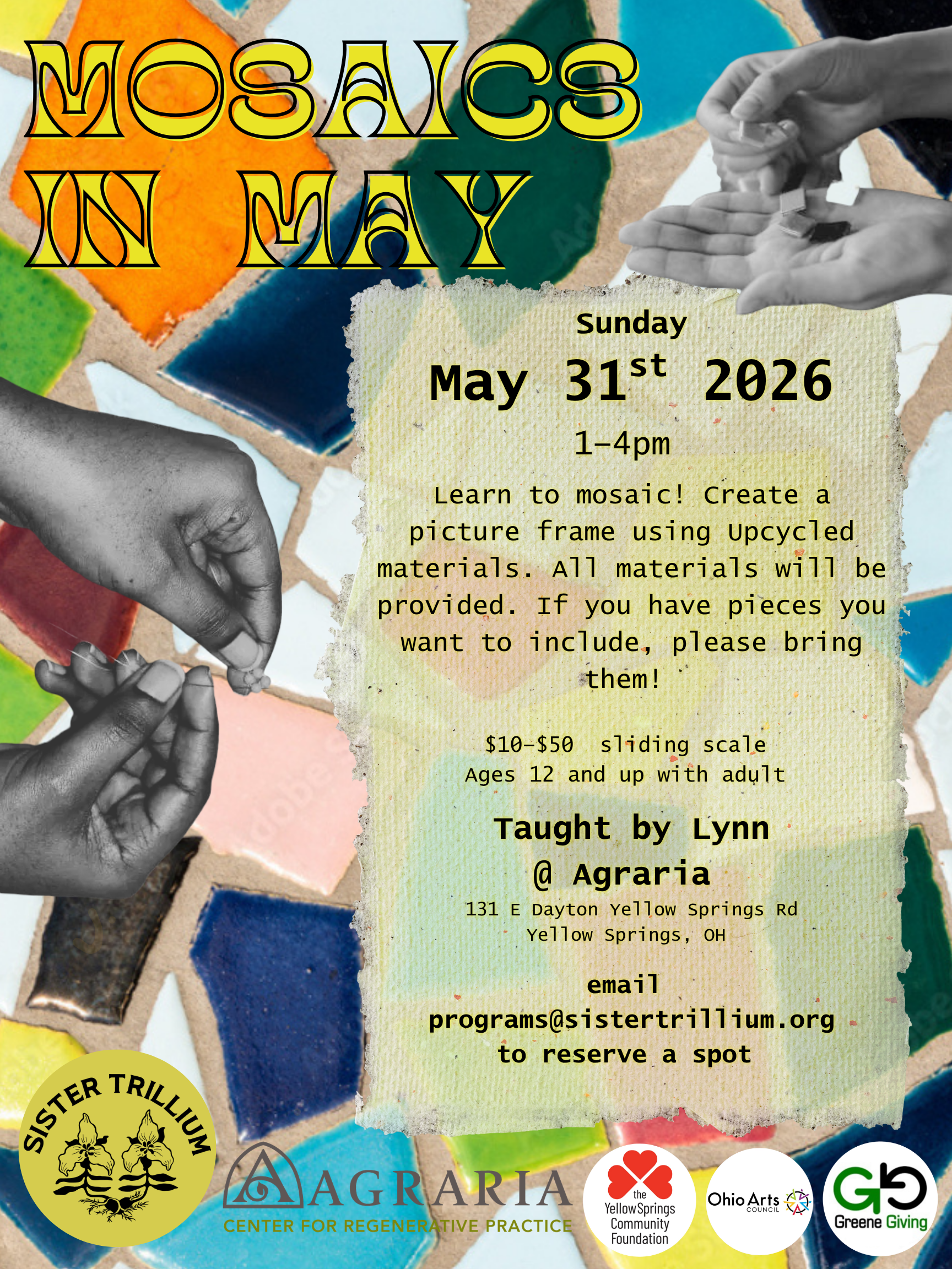Intro to Mosaics workshop with Sister Trillium
