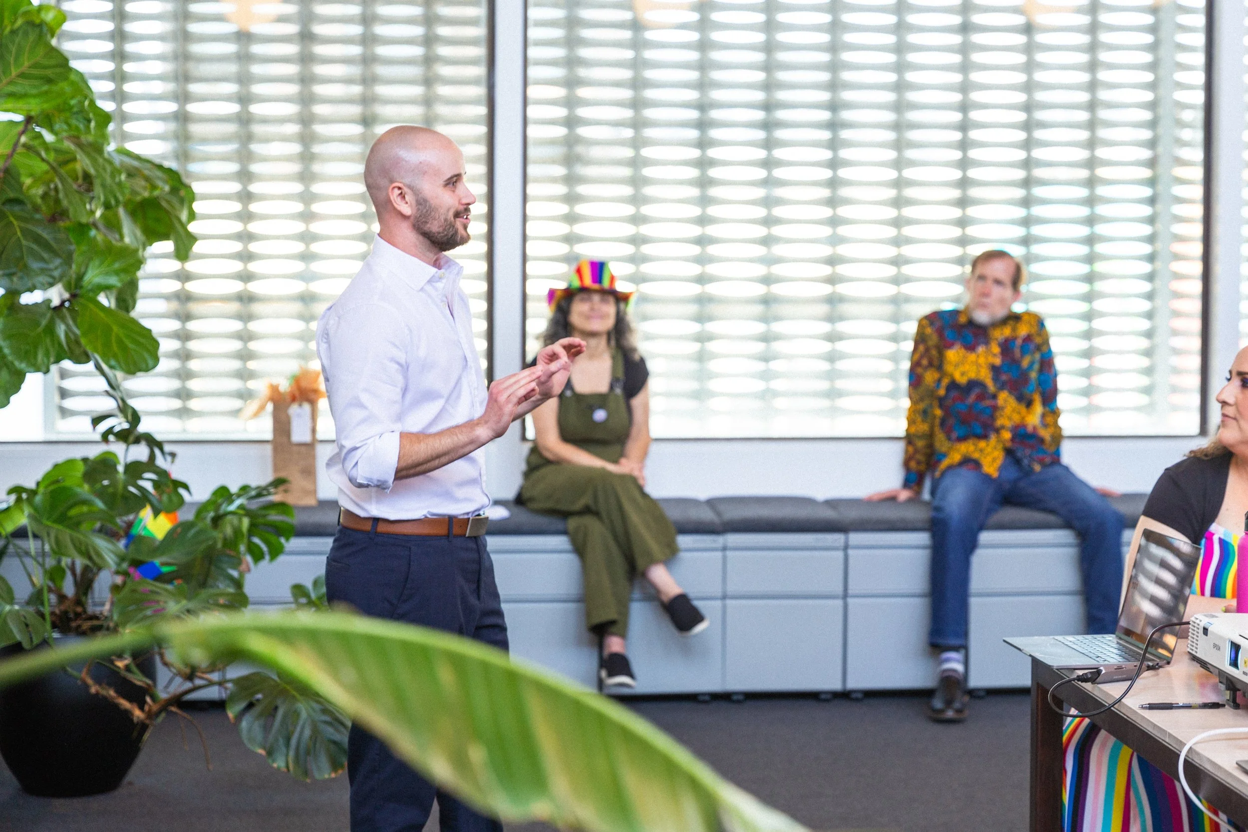 Transition expert and motivation speaker James Barnes aka The Trans Coach speaks at an event about empathy and understanding for Transgender individuals.