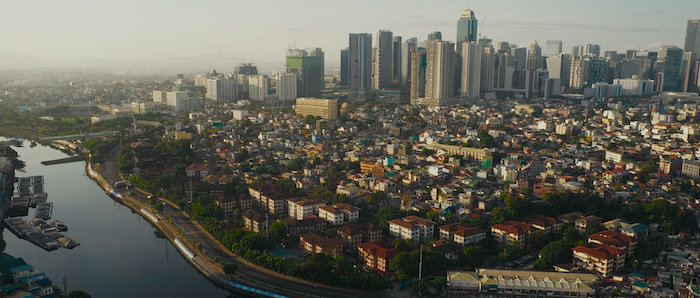 An overview of the Metro Manila showing the skyline, the pasig river and Bonifacio City