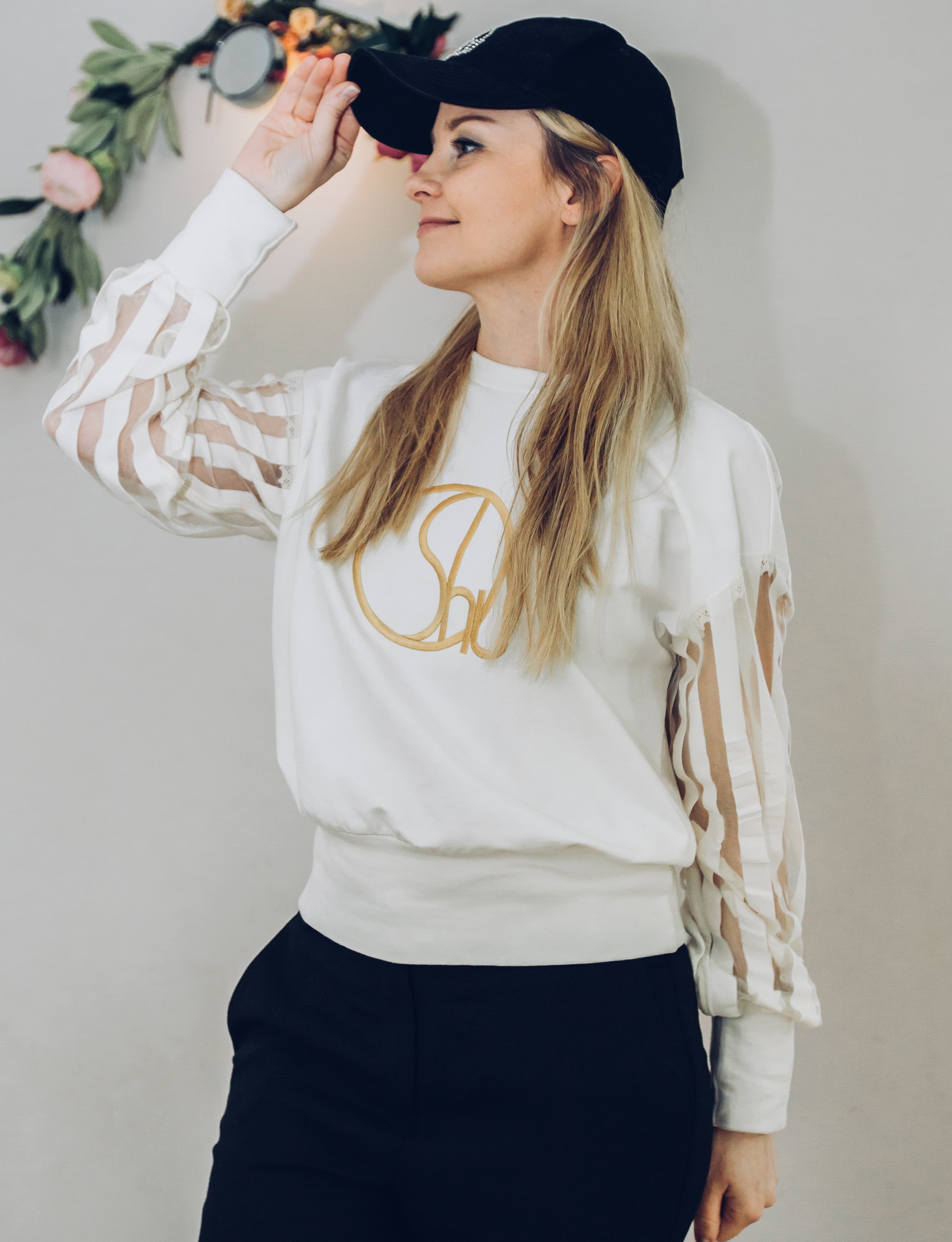 Cap with Rhinestones Logo Embroidery
