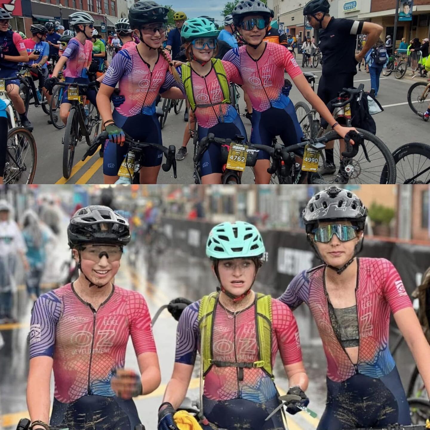 Before/After! @unboundgravel was amazing, but had some crazy weather shifts mid-race that made for a gritty finish. Congrats to all our riders! Emporia had all gravel vibes. 

// @oztrailsnwa
@mertinseye
Schmieding Foundation
@lebornecoaching
@ozarkc