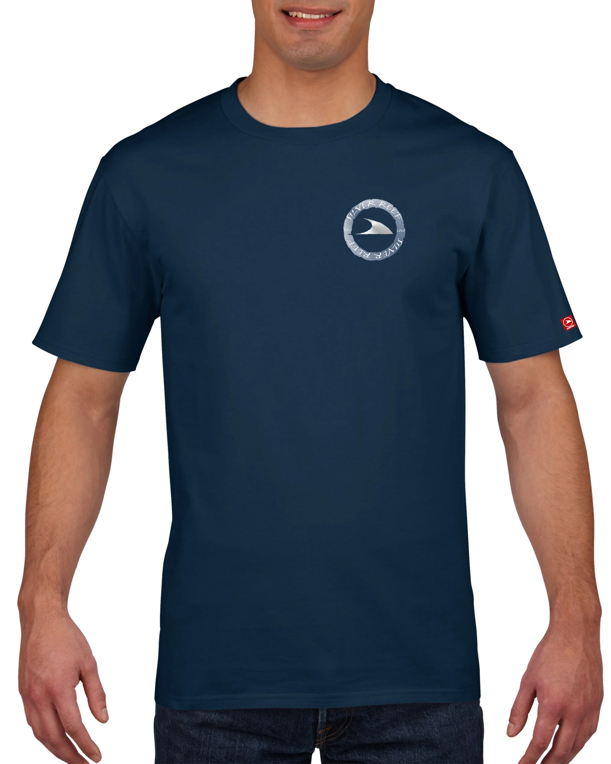 Silver Reef Blue Circle Mens T-shirt #surf t-shirt # surf top # life style #beach #paddleboard#Surf Navy.jpg