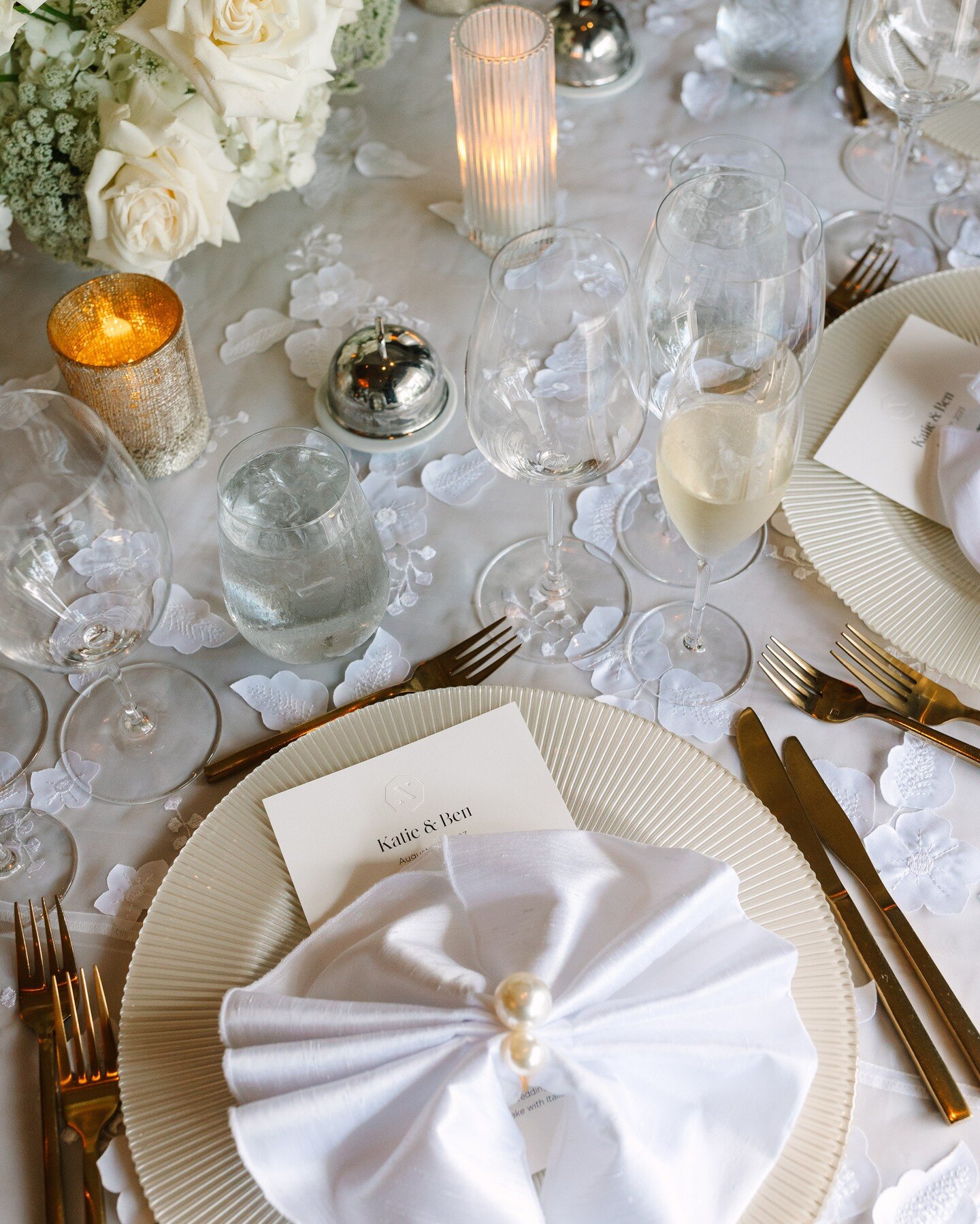 Impeccable place settings and tones at K+B's Newbury Boston wedding // shot for @msp_phototeam