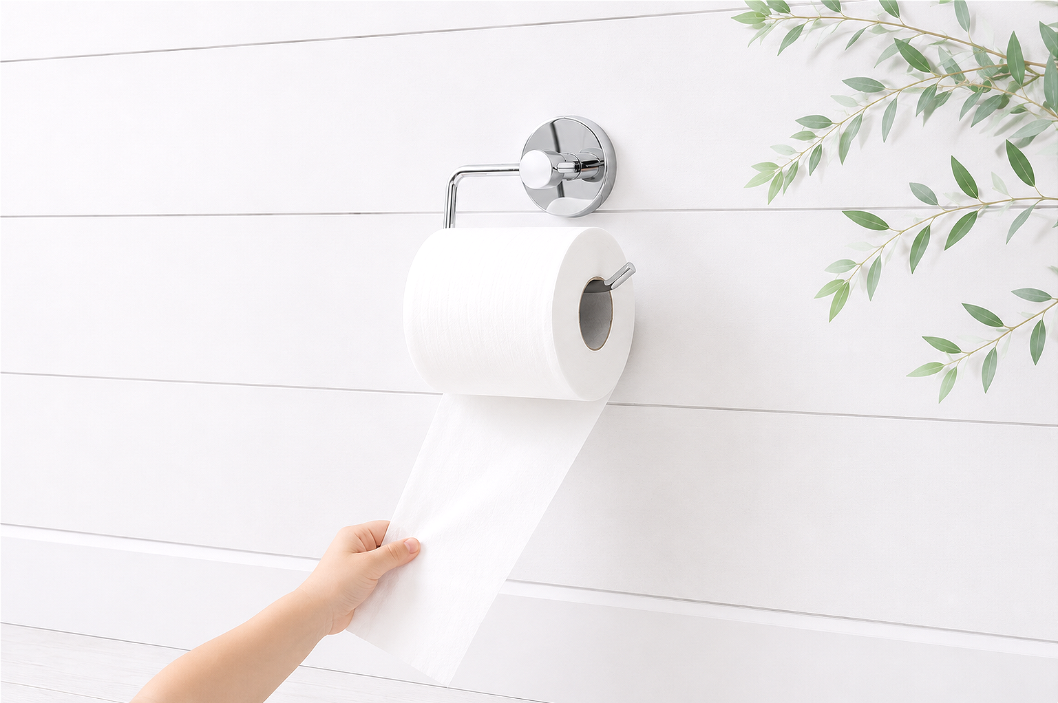 Toddler pulling a roll of toilet paper while potty learning with Miss Jen Your Potty Training Coach