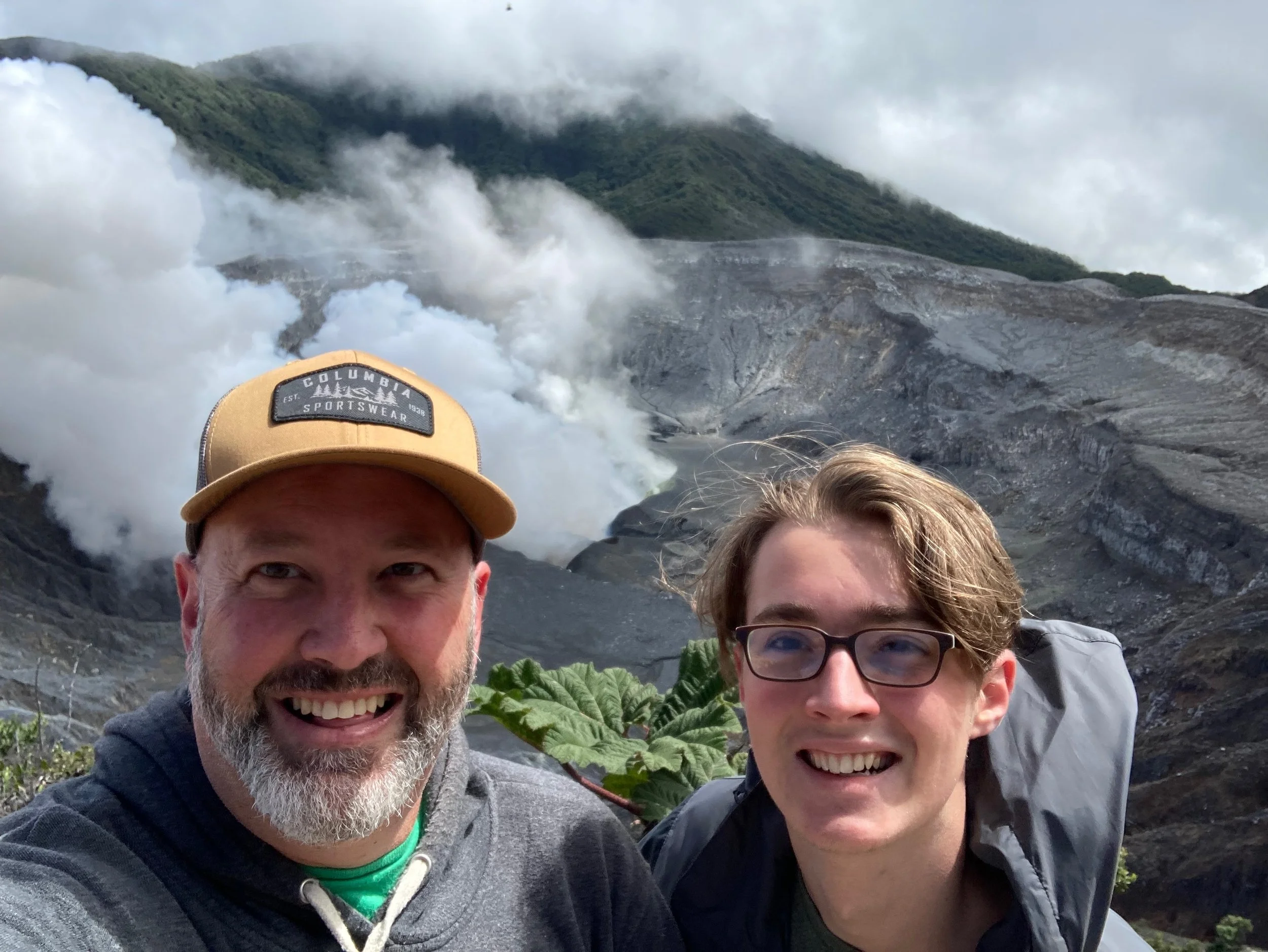 Dave and Aspen at the Poas Volcano on his 19th birthday