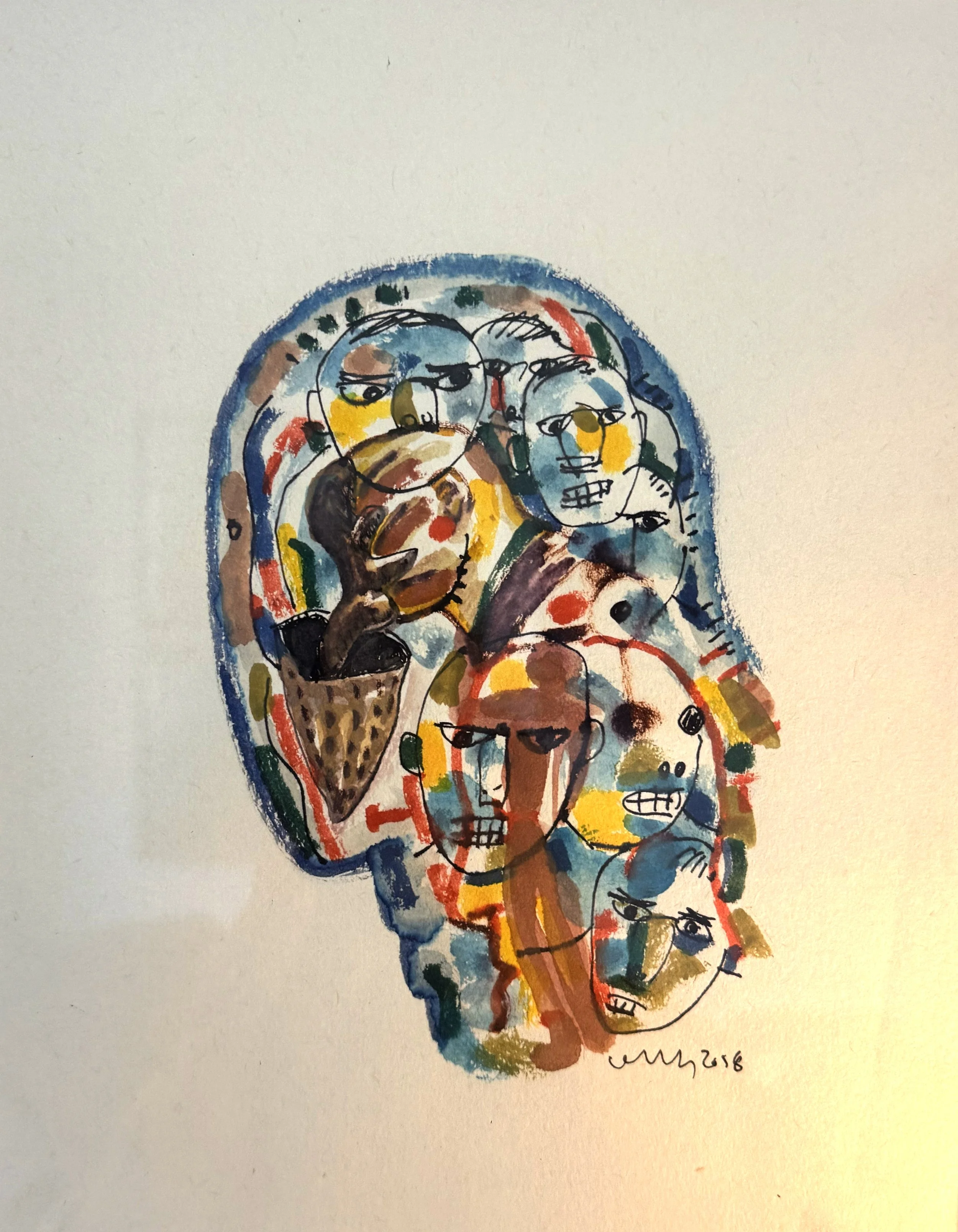 Gronk, 2019, 5x7, Mixed Media