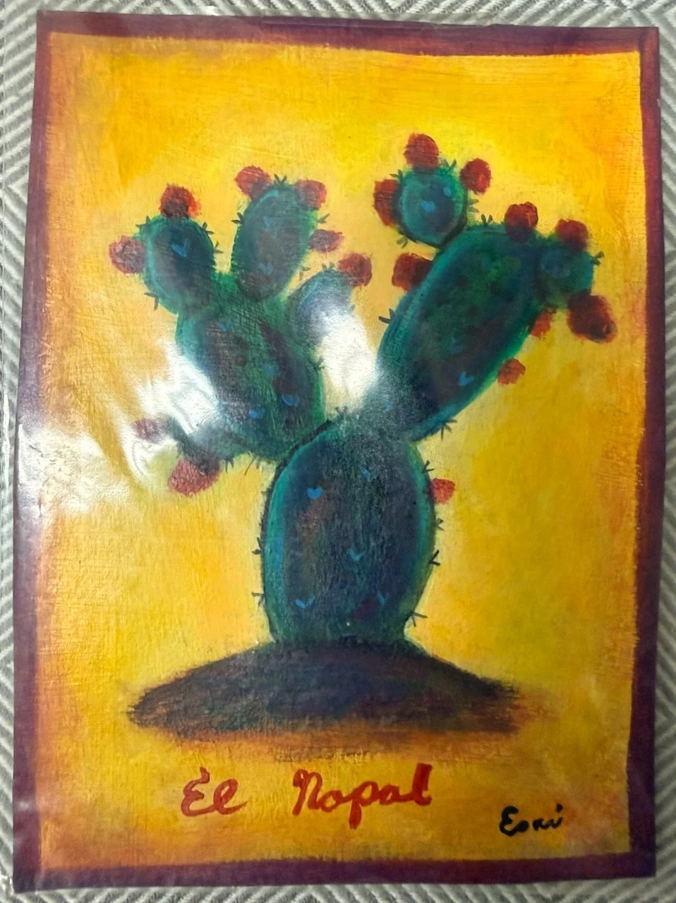 El Nopal, Esau Andrade, 2017, 4x6, Acrylic