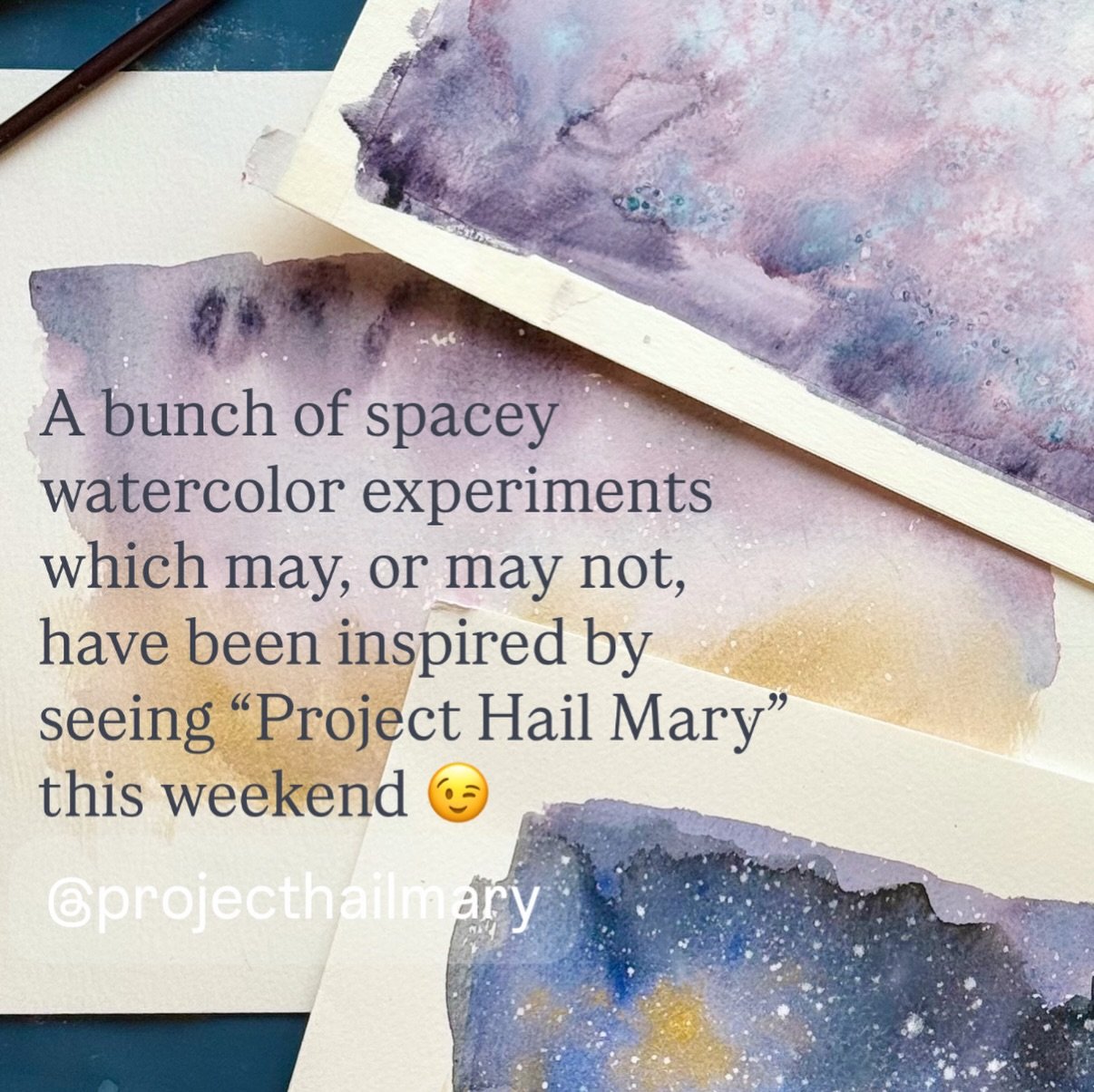 Anyone else see @projecthailmary this weekend? I painted these work-in-progress spacey experiments for quite a different reason, but I do love a good coincidence. 

@sthompsdavi , please thank T for getting me the gold paint for Xmas. It is so gorgeo