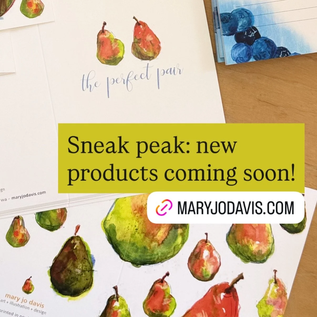 Sneak Peak: new printed products! So excited to get this first round of print tests back from the printer today. Greeting cards, mini cards, and a notepad filled with vibrant spring colors. Still very much in development but getting close! I&rsquo;ll
