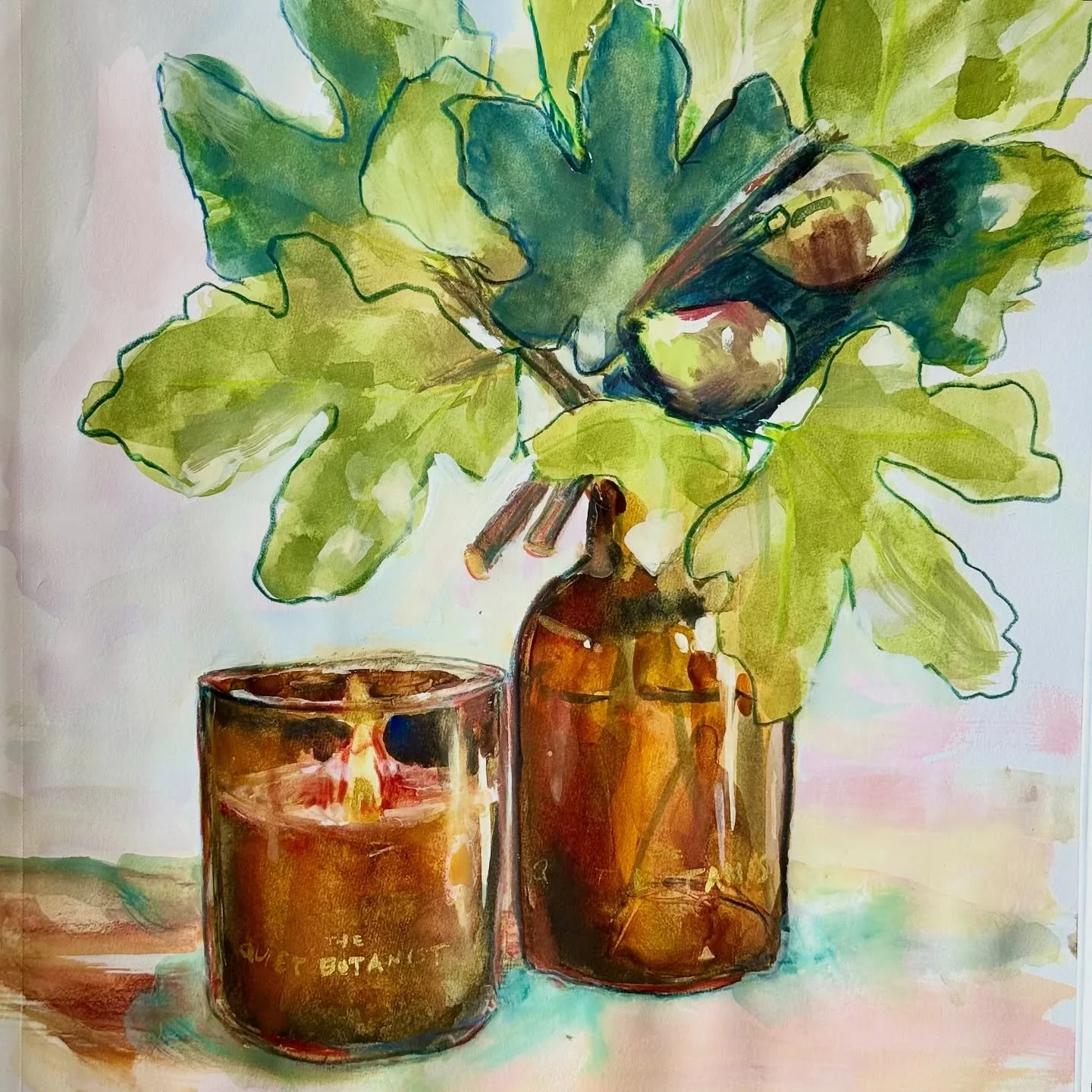 Week 9 of @thenewbotanica art challenge. 
Great reference image from @thequietbotanist 

#thenewbotanica #figs #illustration #showyoursketchbook #mixedmedia 

@thenewbotanica