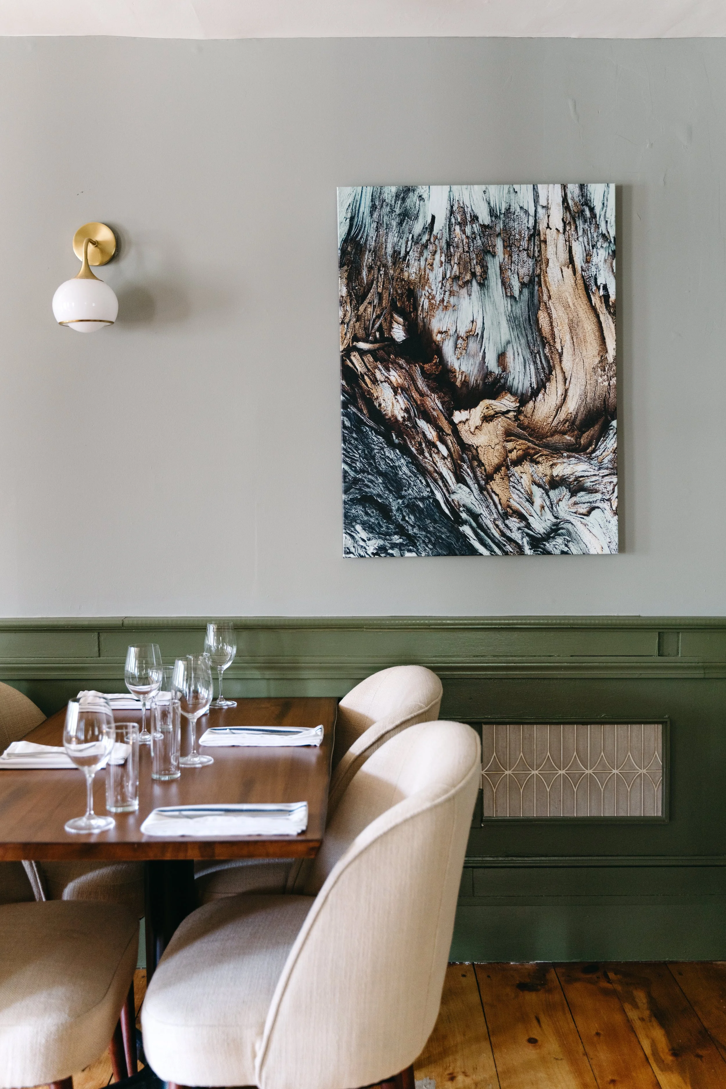 The intimate dining room interior at Aster & Rose restaurant