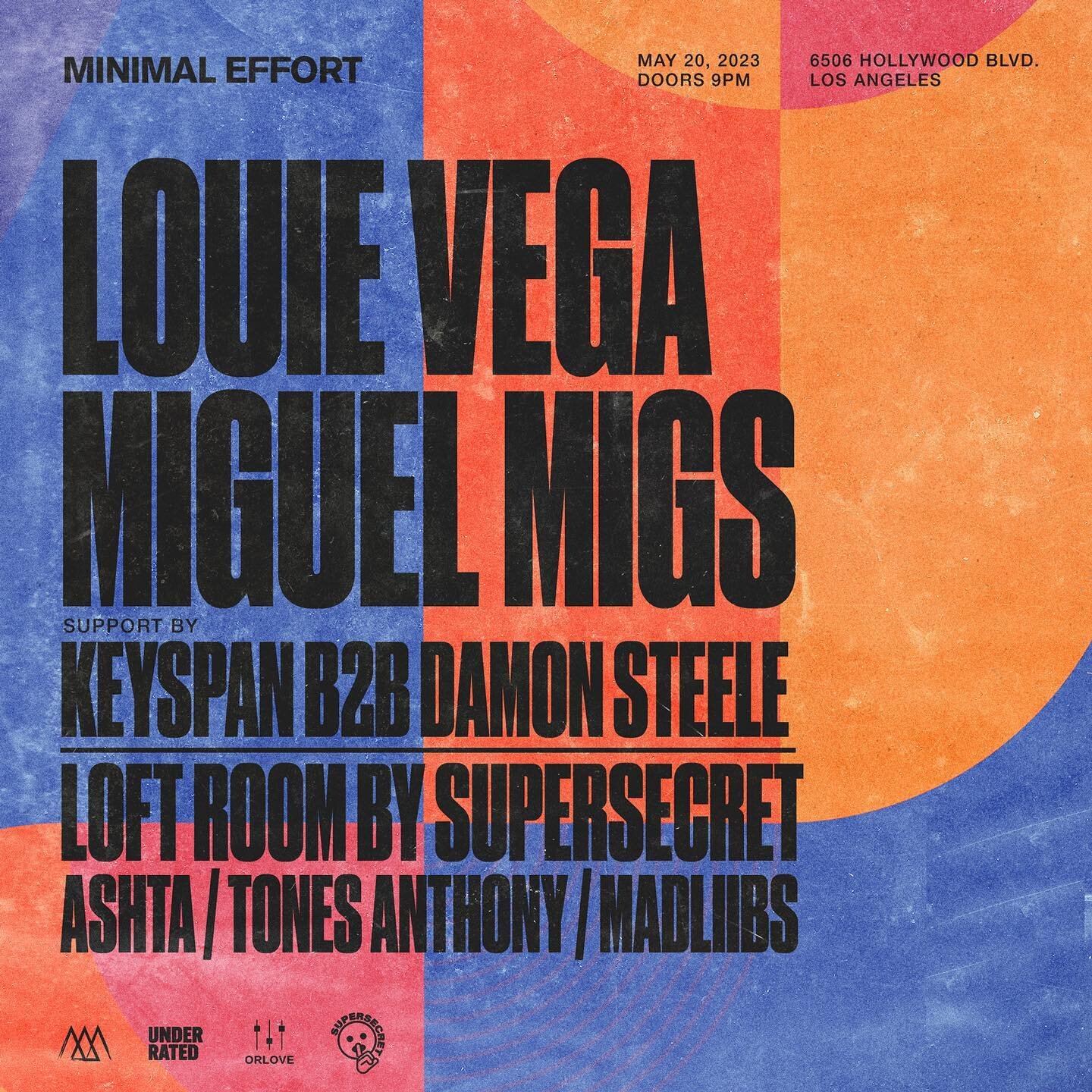 Legendary acts by @louievega &amp; @miguelmigsmusic 🔊 featured alongside a @supersecret.la takeover by @ashta.wav @tones_anthony &amp; our special guest @madliibs 🔥

On May 20th, join us at the exclusive Loft Room at The Fox in Hollywood 🪩 Discoun