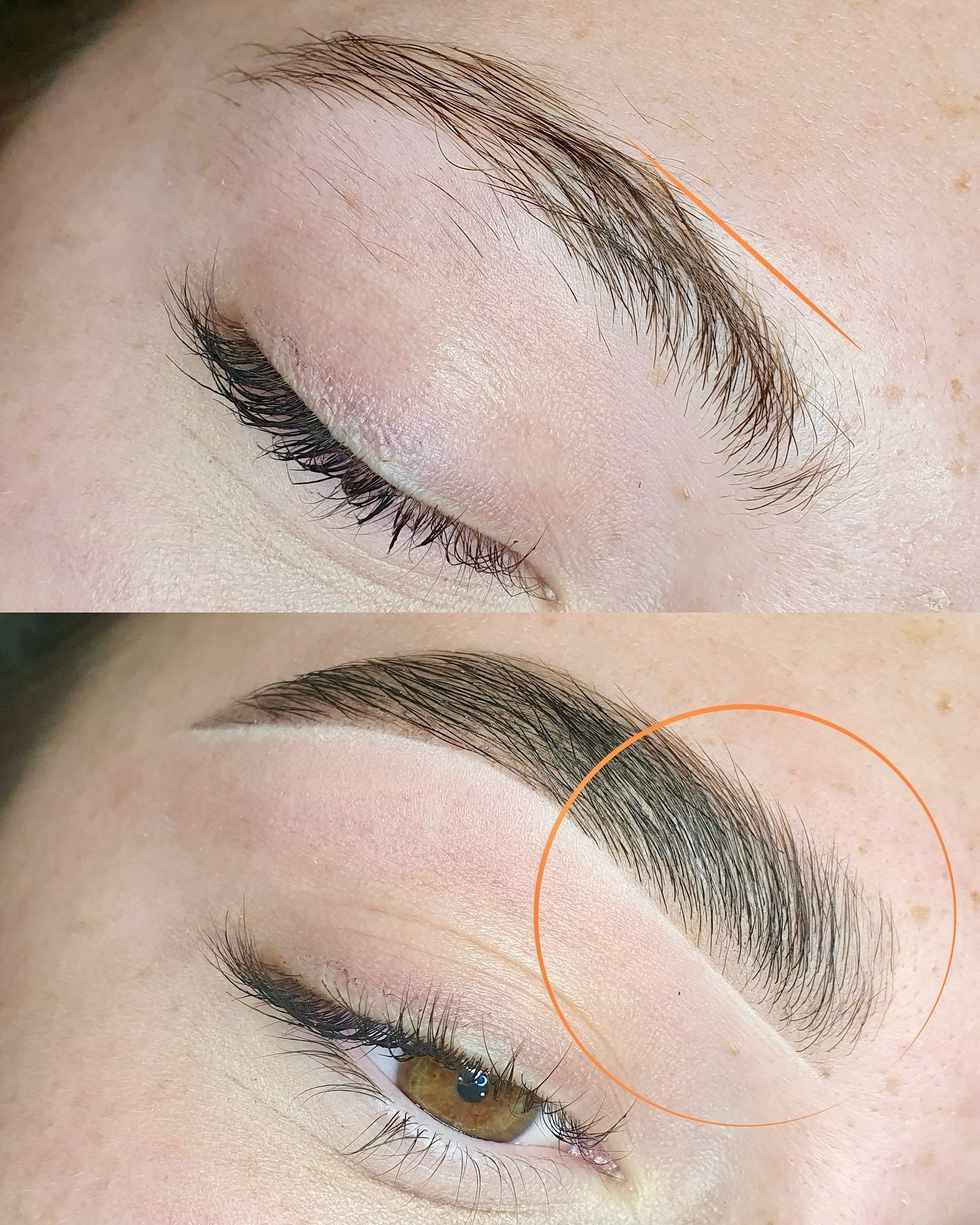 What does our Signature Lift (aka mini lamination) do? TAKE A PEEK 👀 
It is theeeee best for lifting and evening out the front of the brows without going too OOT by fluffing out the whole brow with the full lamination. 

SO - 
Brow lamination is whe