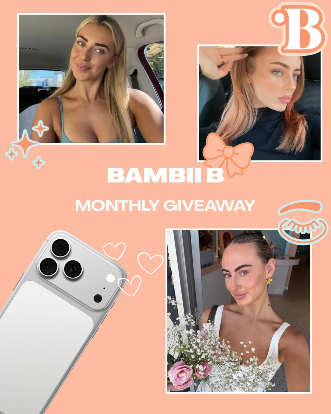 The Bambii B Monthly Giveaway💝
3 different ways to enter:
✨Post a photo of your fresh brows/lashes on your feed OR story and tag us @bambiib_ 
✨Leave us a Google review
✨DM us your fresh brow/lash pics (only if you are happy for us to use them on ou