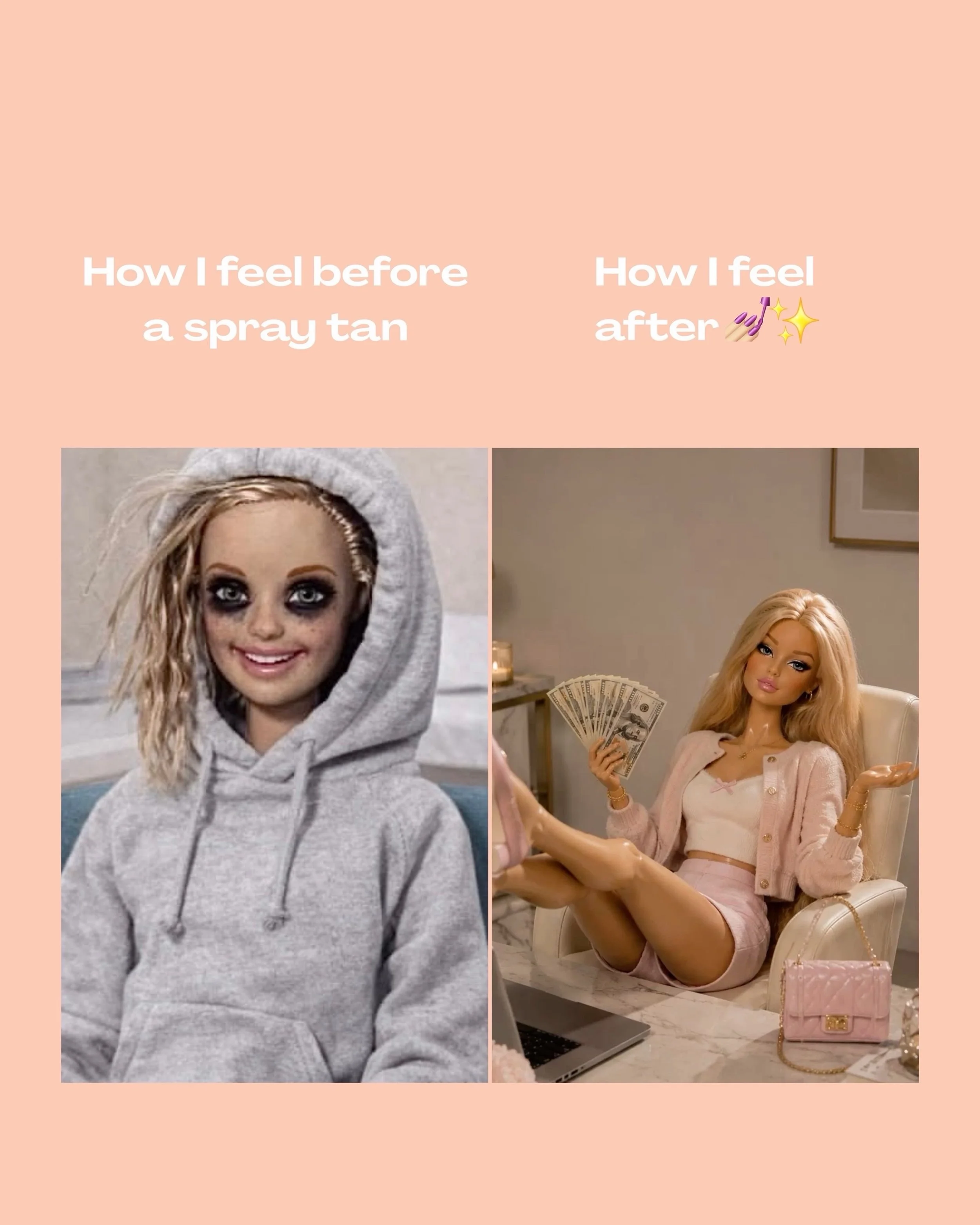 I swear they put some kind of pixie dust in a spray tan because how does it make you feel THIS good 😍
The personality change that happens afterwards genuinely needs to be studied 🥹✨