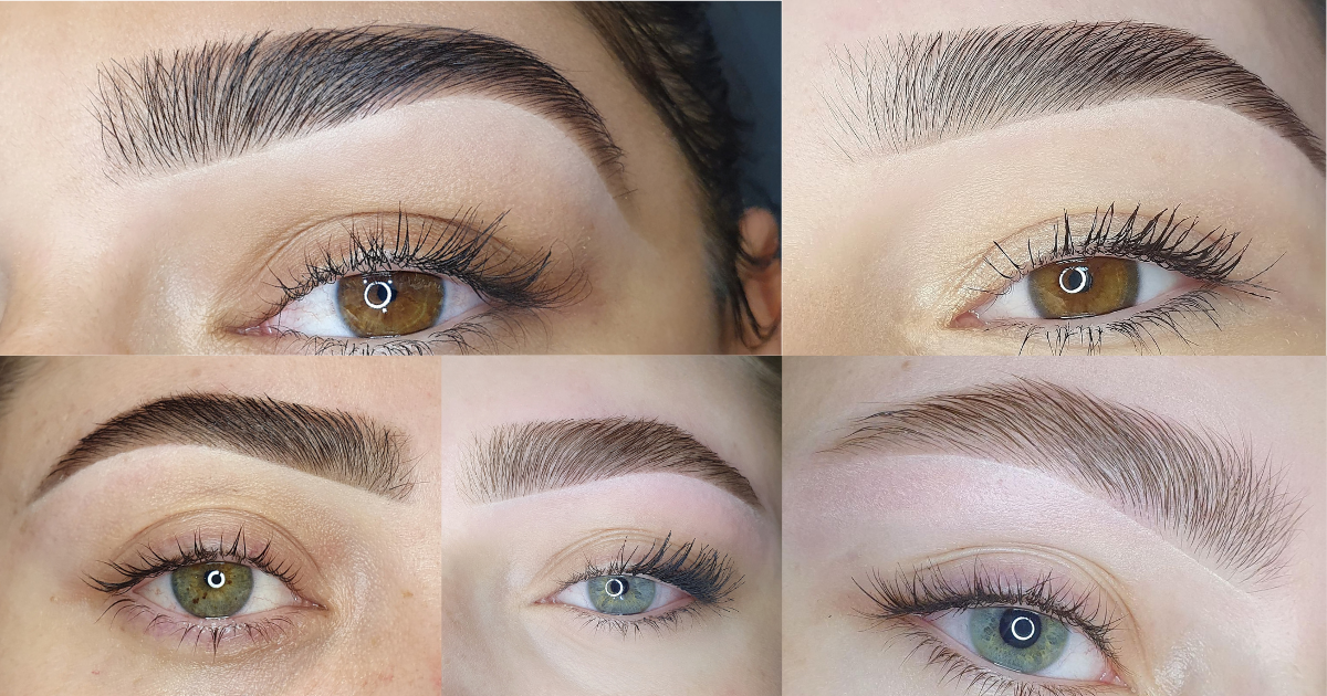 Five close-up brow results after tint, dye and henna colour services at Bambii B