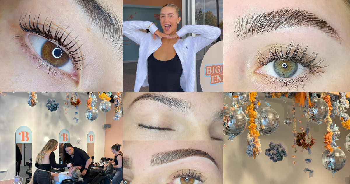 Bambii B brow restyle before and after, custom mapped and coloured brows