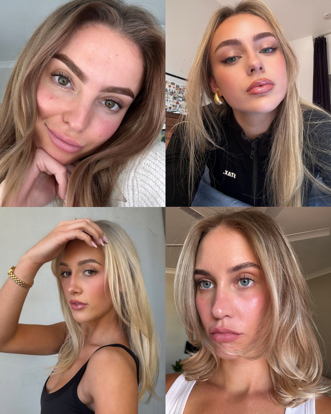 Bambii B brow restyle results on clients with blonde  and light hair, showing custom colour-matched brows that  complement lighter hair tones