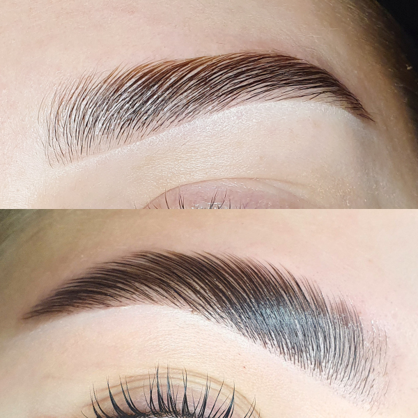 Freshly laminated brows brushed into shape at Bambii B Perth