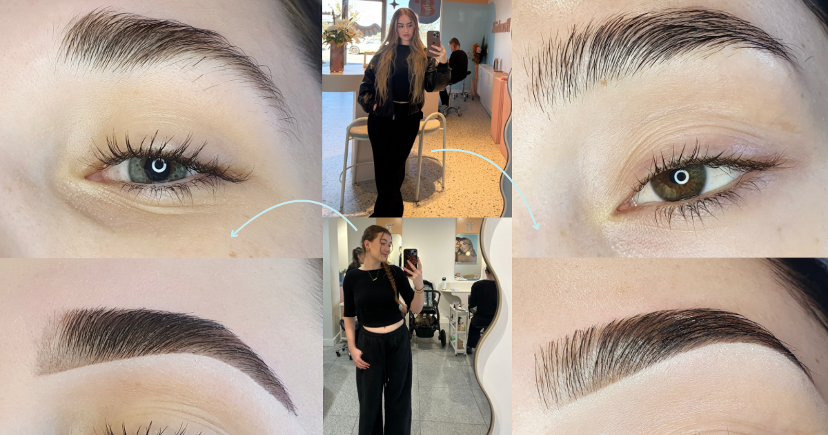 Brow restyle and lamination before and after results by the Bambii B Monday team at Ellenbrook and Inglewood studios