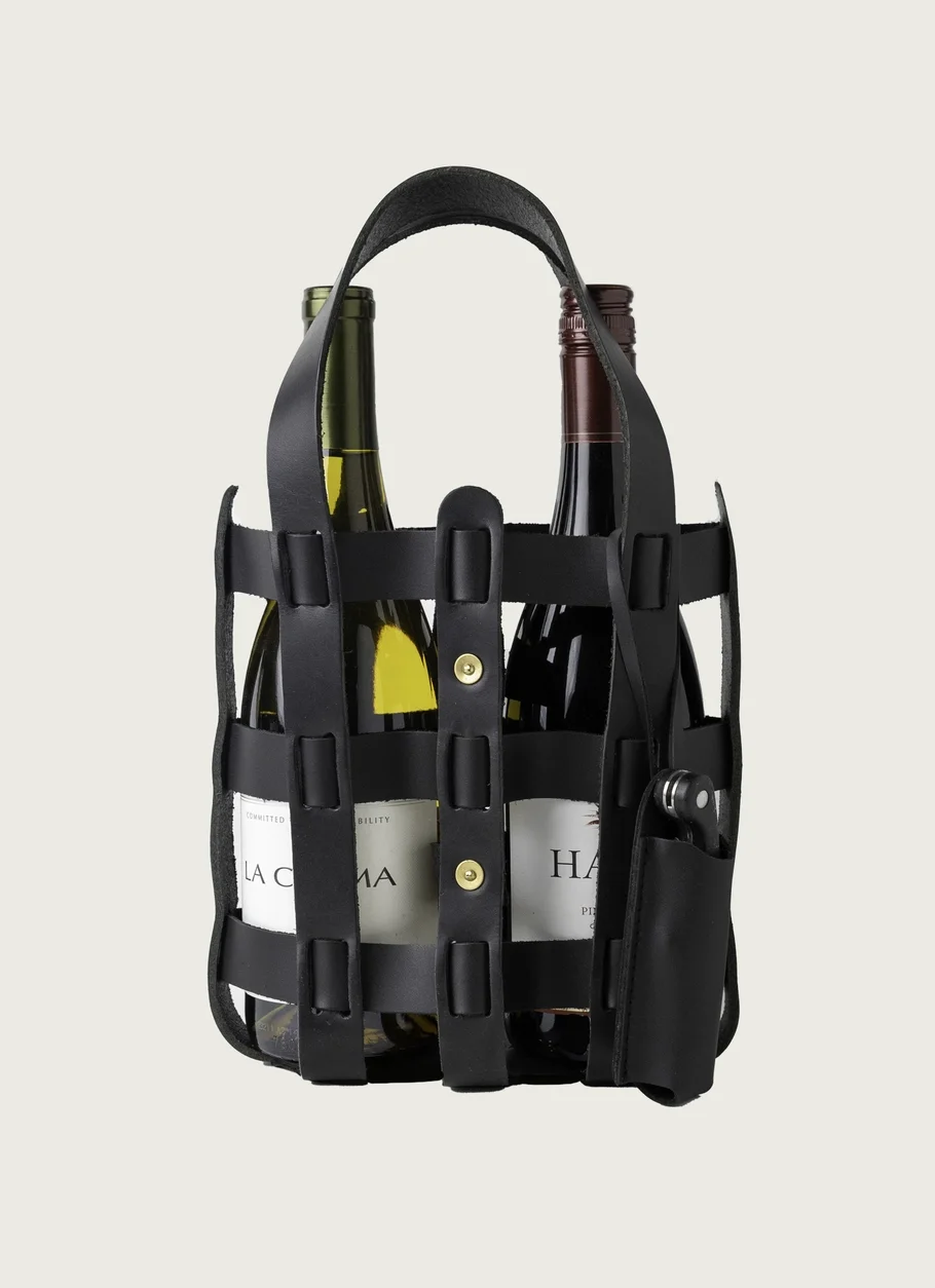 Leather Wine Tote